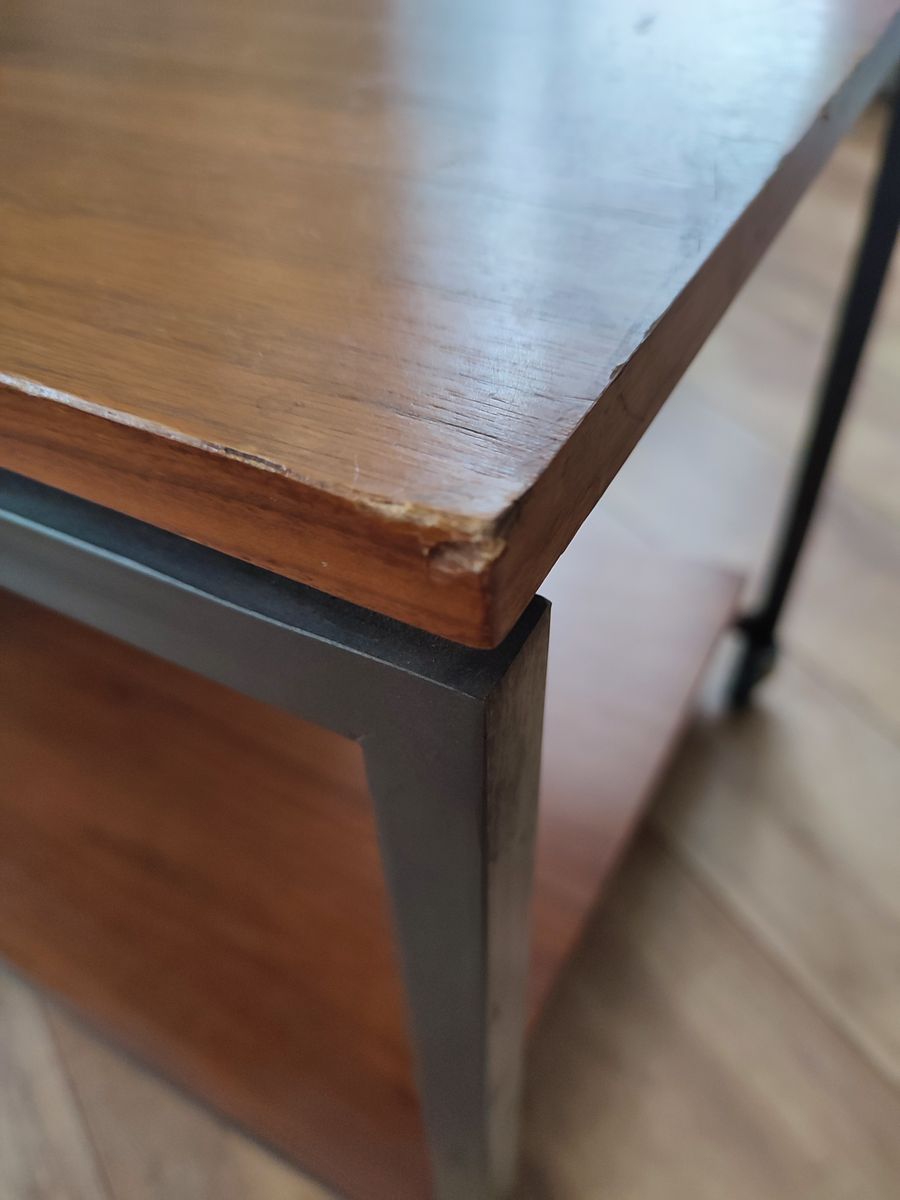 Vintage Bijzet Tafel Trolley Op Wielen Tafeltje Audio Tv image 4