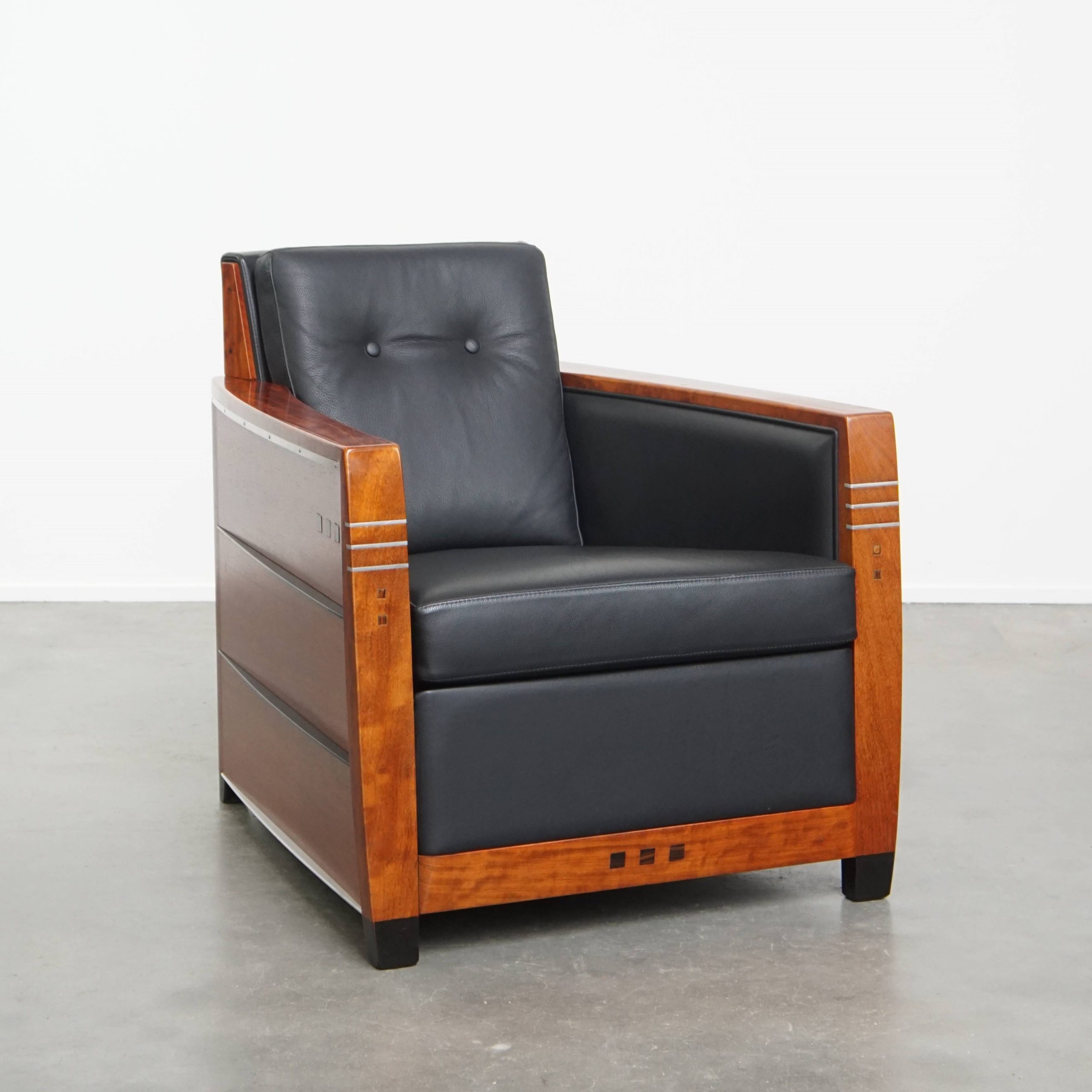 Luxe Art Deco Schuitema Design Fauteuil Model Frank Uit De Decoforma Serie Met Zwart Leer image 2
