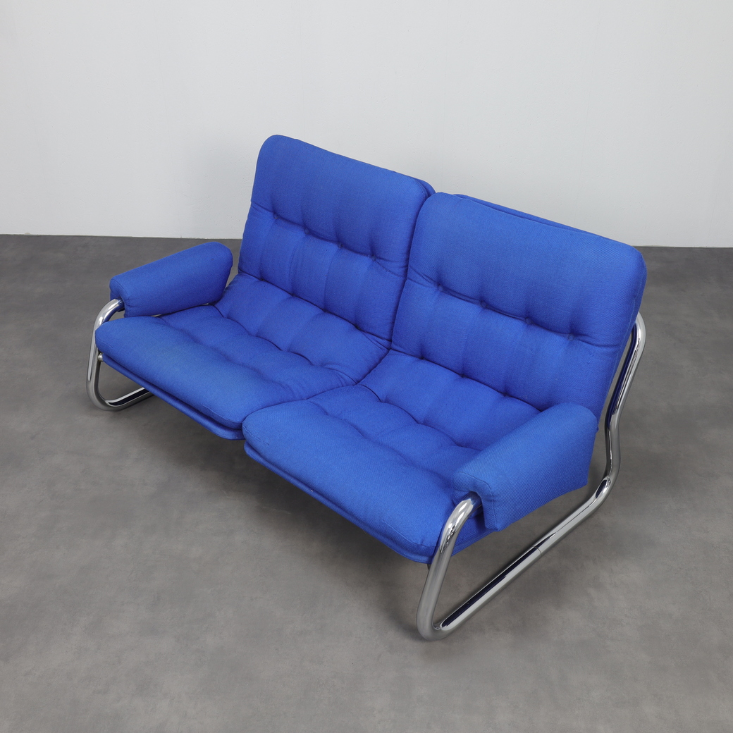 Chrome Tubular Frame Two-seater Sofa, 1970s image 6