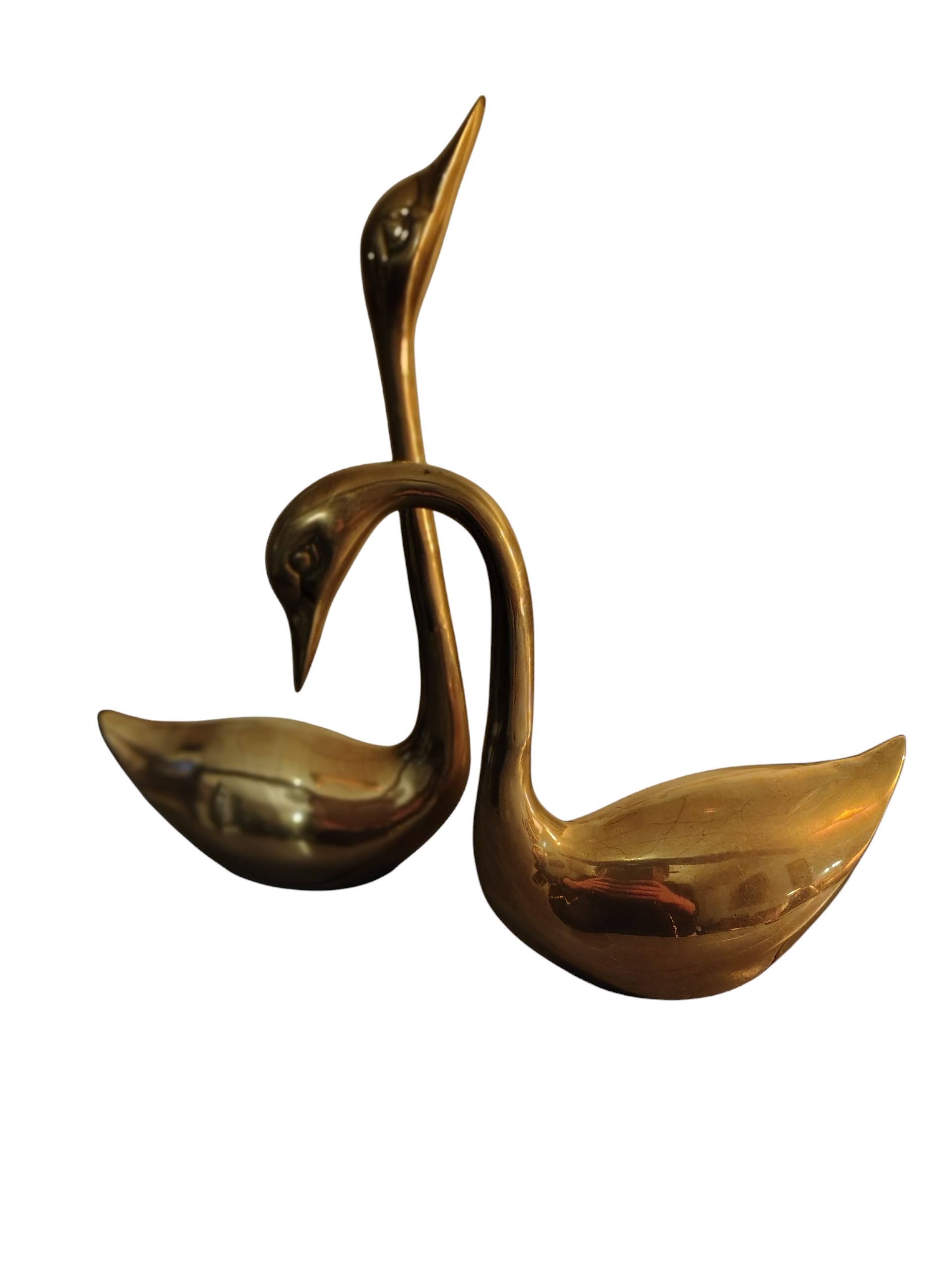 Set Van Zeer Grote (39,5 En 26 Cm) Vintage Zwanen Messing image 2