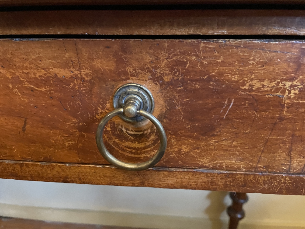Magnifiek Bureau Werktafel Leer En Ingelegd Met Bladgoud 19e Eeuws Frans image 6