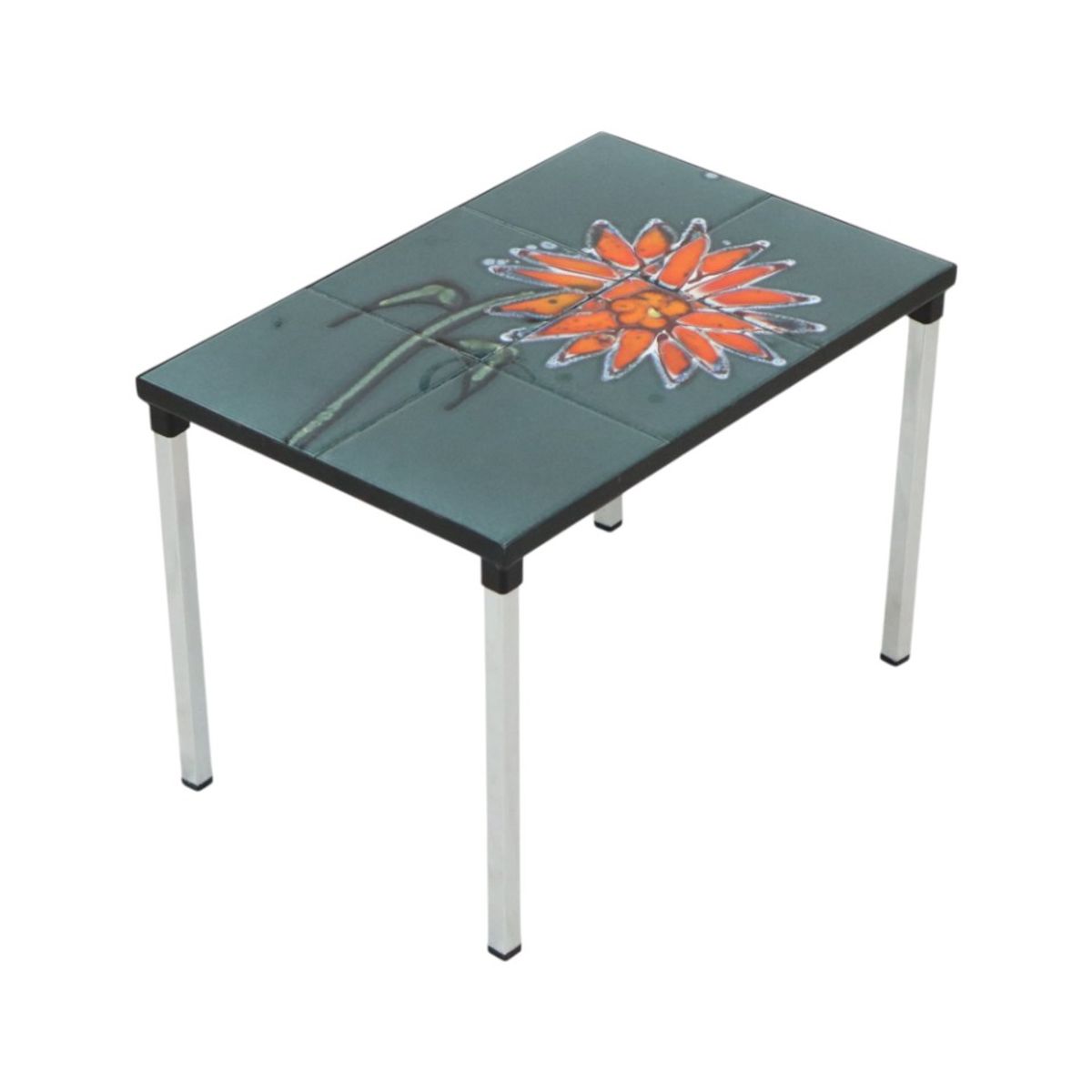 Kleine Keramische Tegeltafel Chroom Adri Belarti Oranje Bloem 47cm image 2