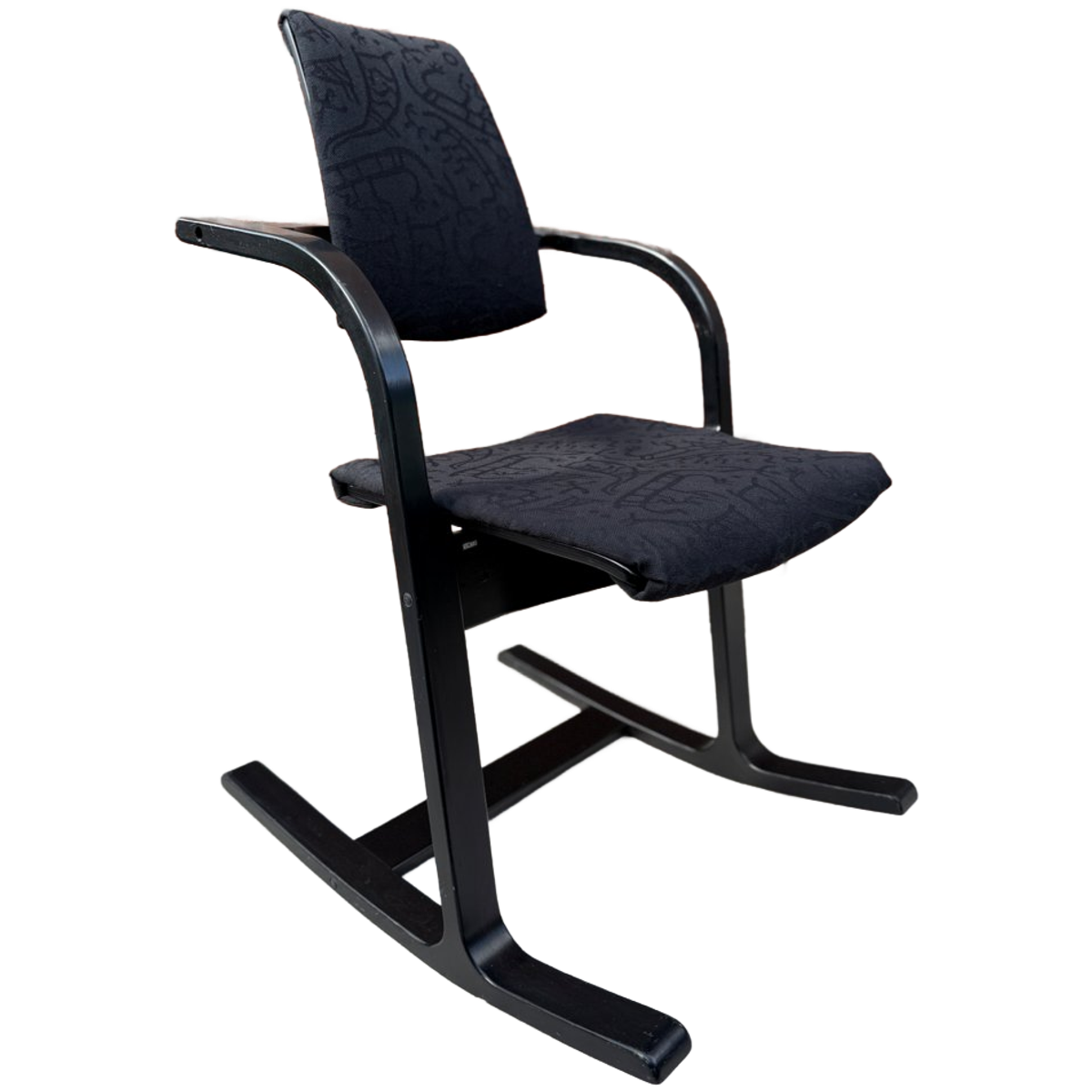 Stokke Peter Opsvik Actulum Ergonomisch Gevormde Schommelstoel - Zwarte Bekleding En Houten Frame image 2