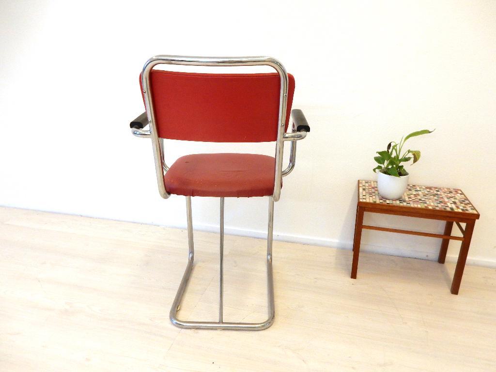 Vintage Stoel Industrieel Gispen Stijl Eetkamerstoel Chroom image 4