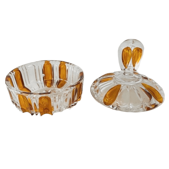 Artdeco Stijl Poederdoos Persglas Amber Transparant 1950’s image 5
