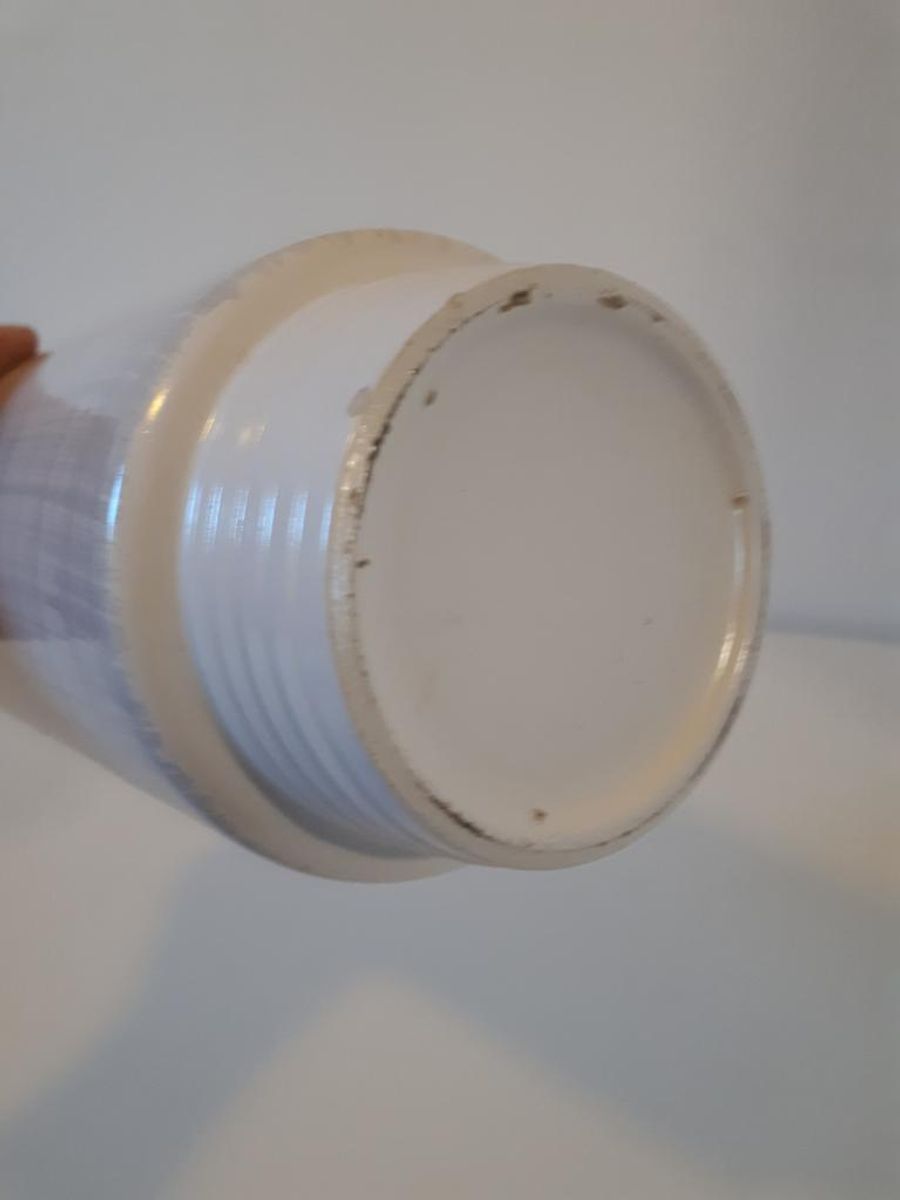 50's Vintage Bloempot Hoge Grijs Witte Retro Pot image 5
