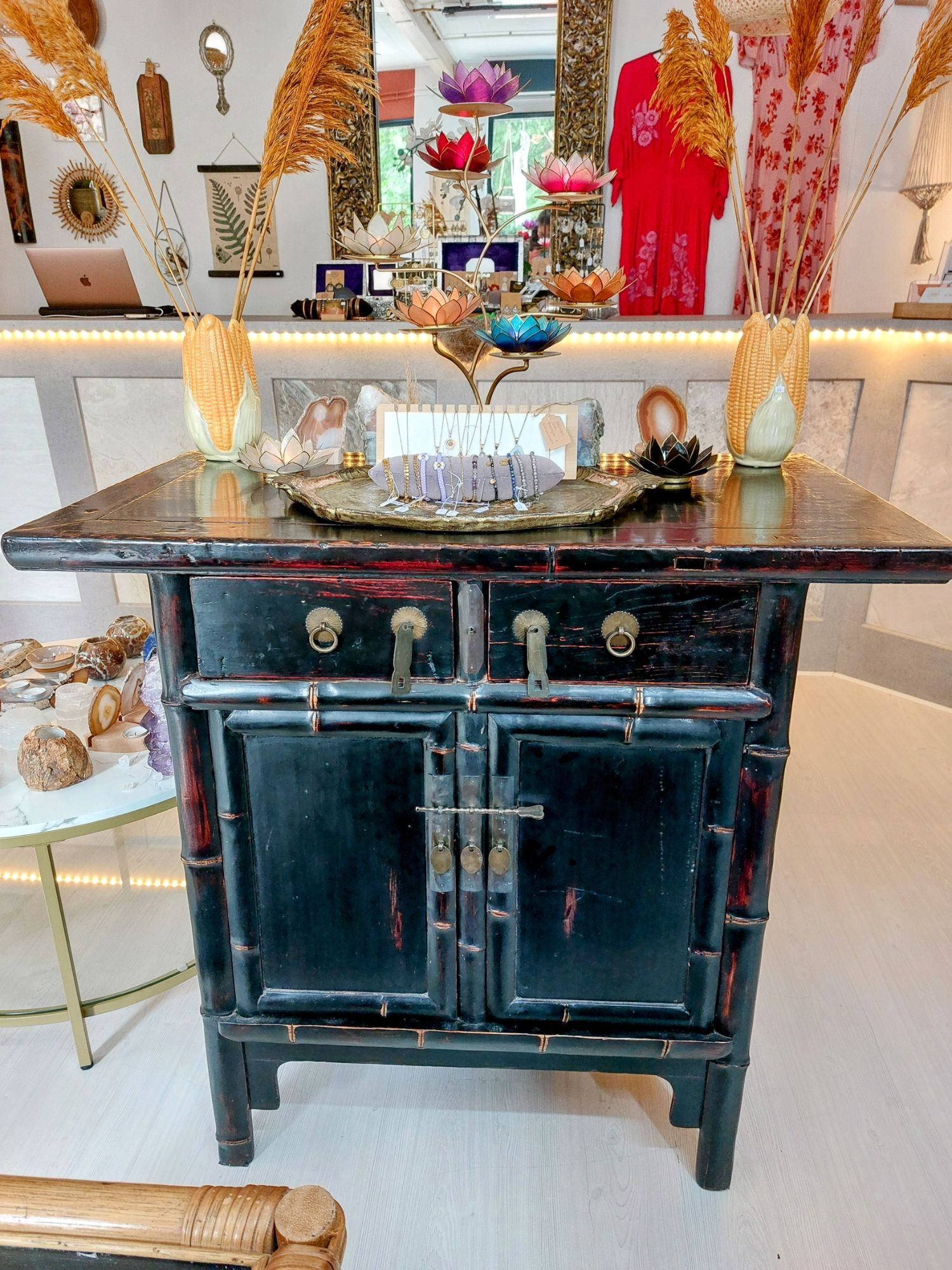 Chinese Bamboe Kast Zwart image 5