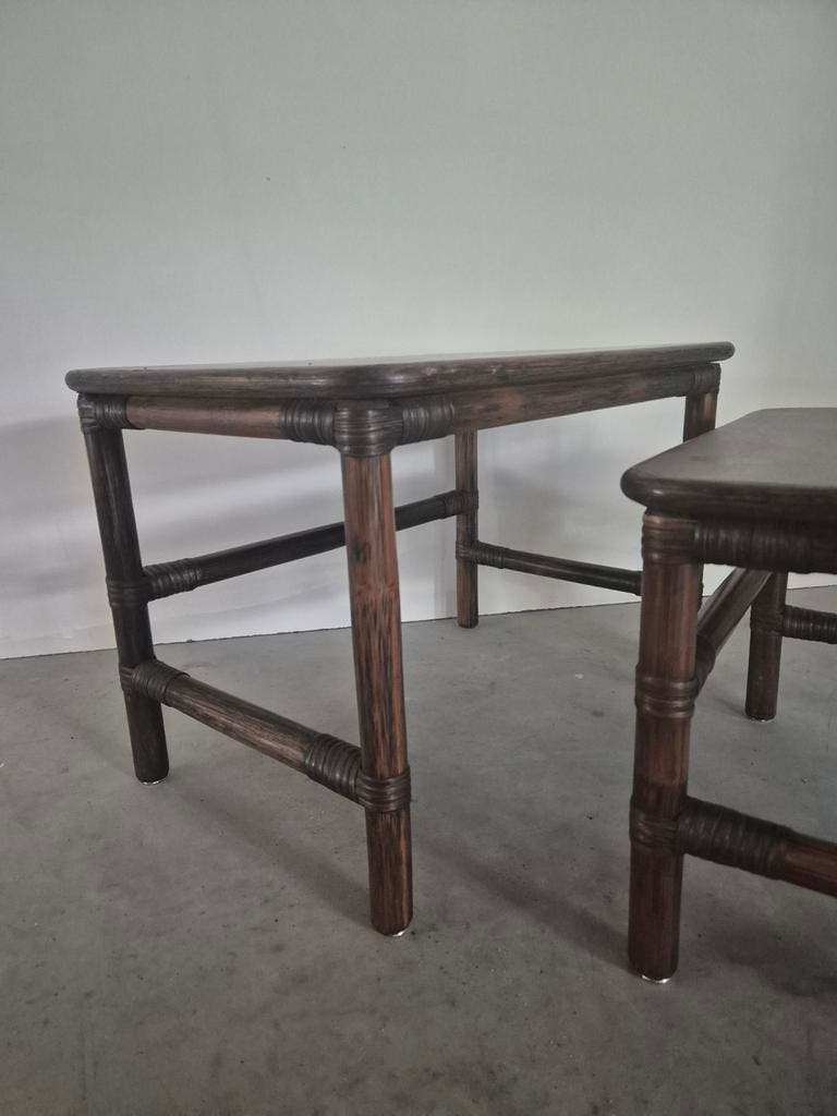Vintage Bamboe En Hout Nest Tafeltjes . image 6