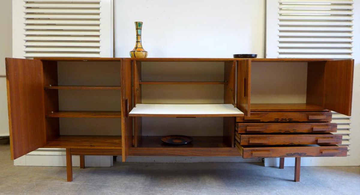 Prachtige Vintage Palissander Highboard Kast image 4