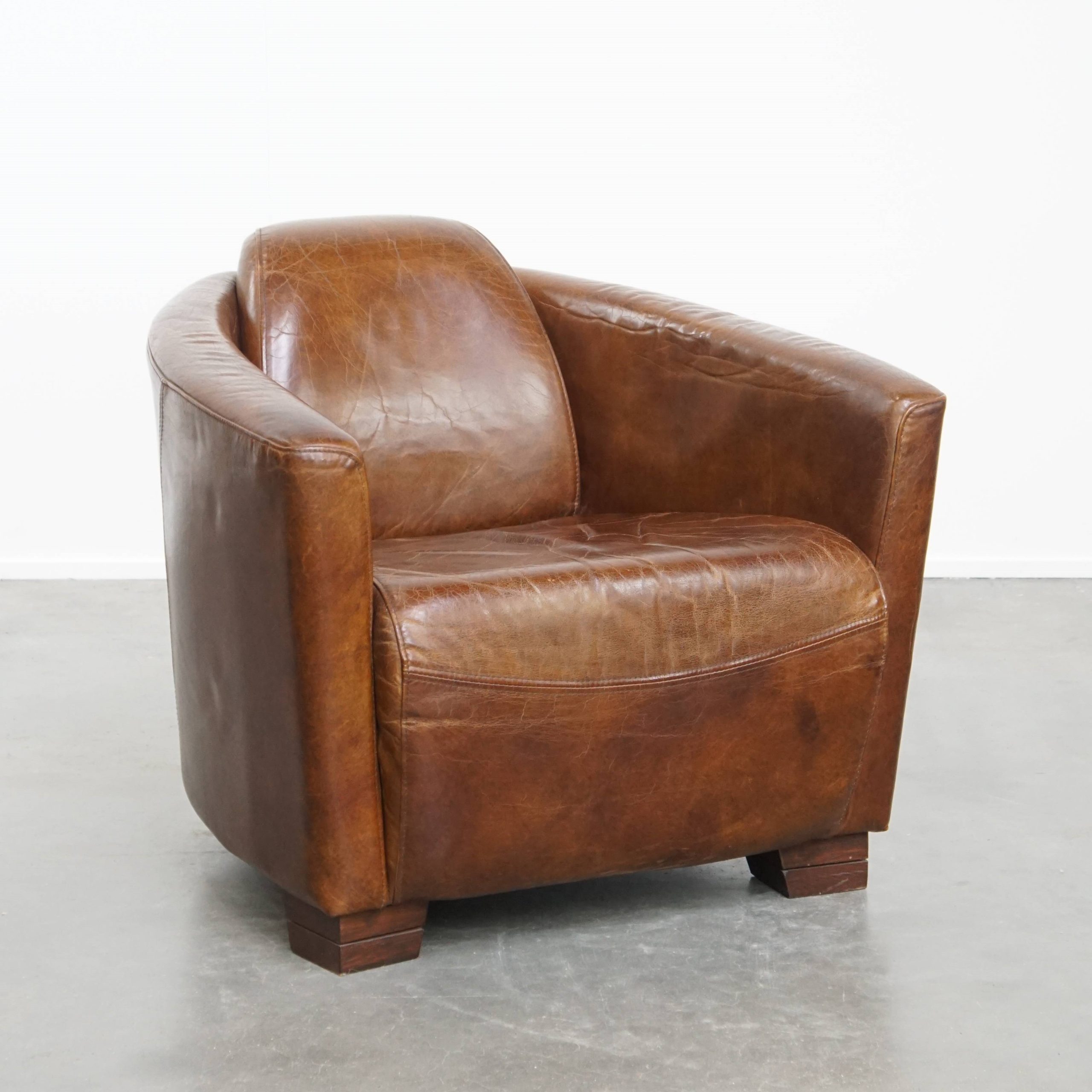 Karaktervolle En Unieke Bruine Aviator Design Fauteuil Gemaakt Van Rundleer image 2