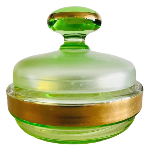 Art Deco Stijl Poederdoos Mat Groen Glas Jaren 50 image 2