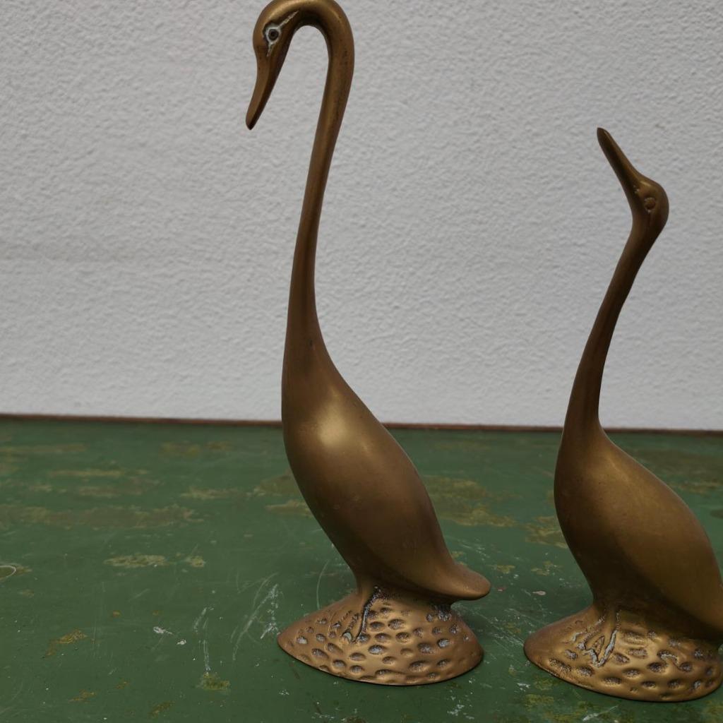 Vintage Messing Beeld Zwanen Of Ganzen, Rosenthal Netter image 4