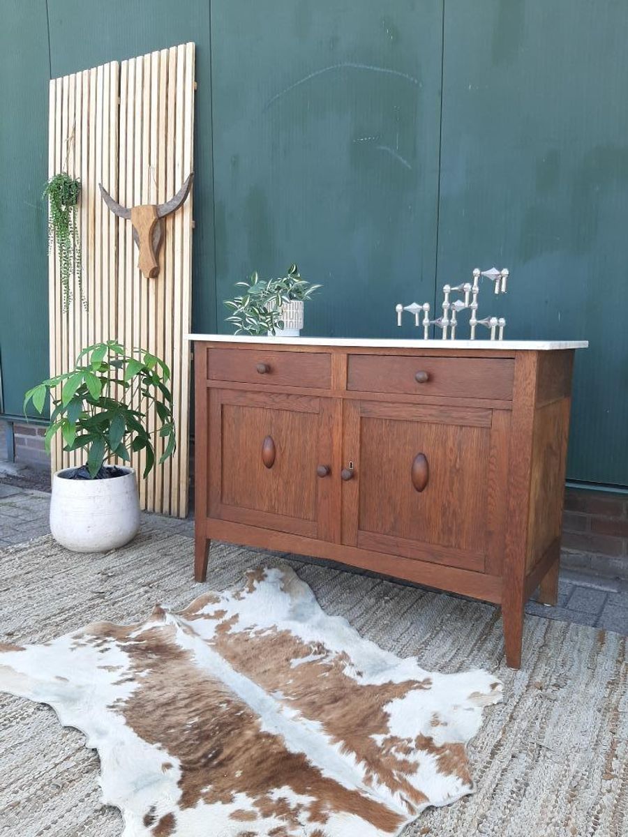 Art Deco Kastje Jr 20 Eiken Commode Wastafelkastje Dressoir image 2