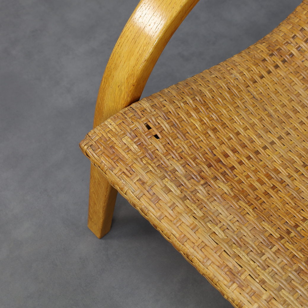 Rare Armchair In Wood And Woven Rattan, 1960s image 10
