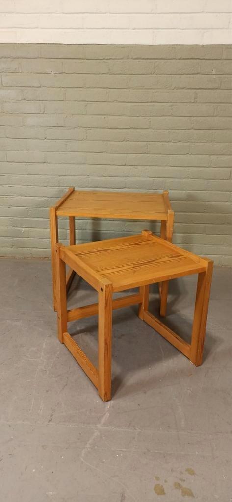 Vintage Grenen Mimiset Bijzettafels image 4