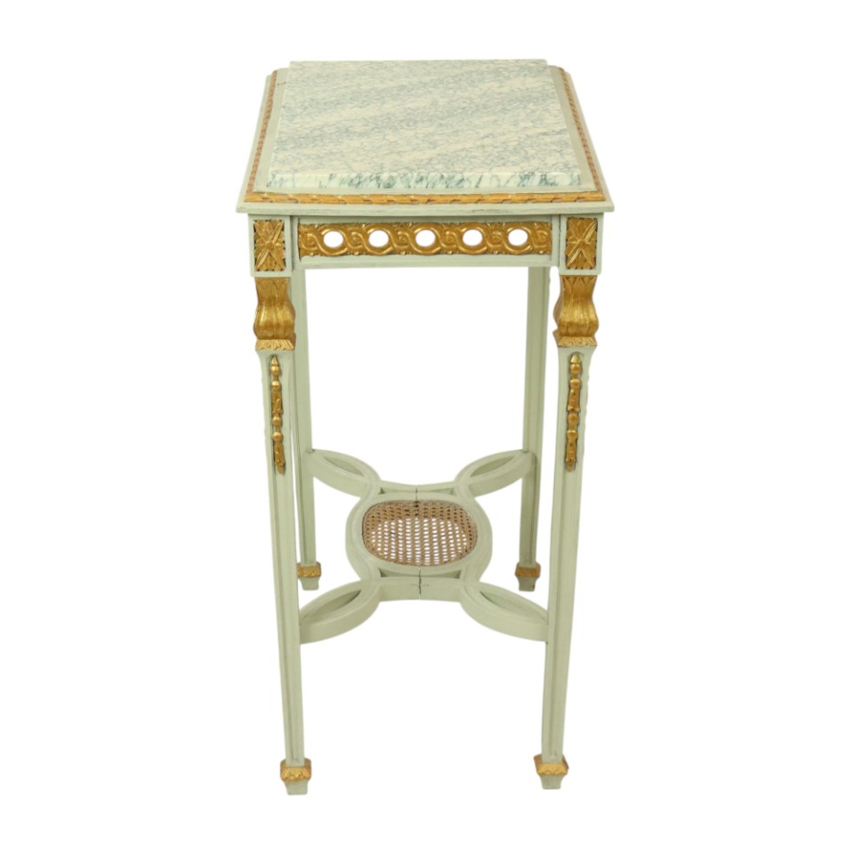 Antieke Vergulde Bijzettafel Console Groen Marmer Louis Xvi image 8