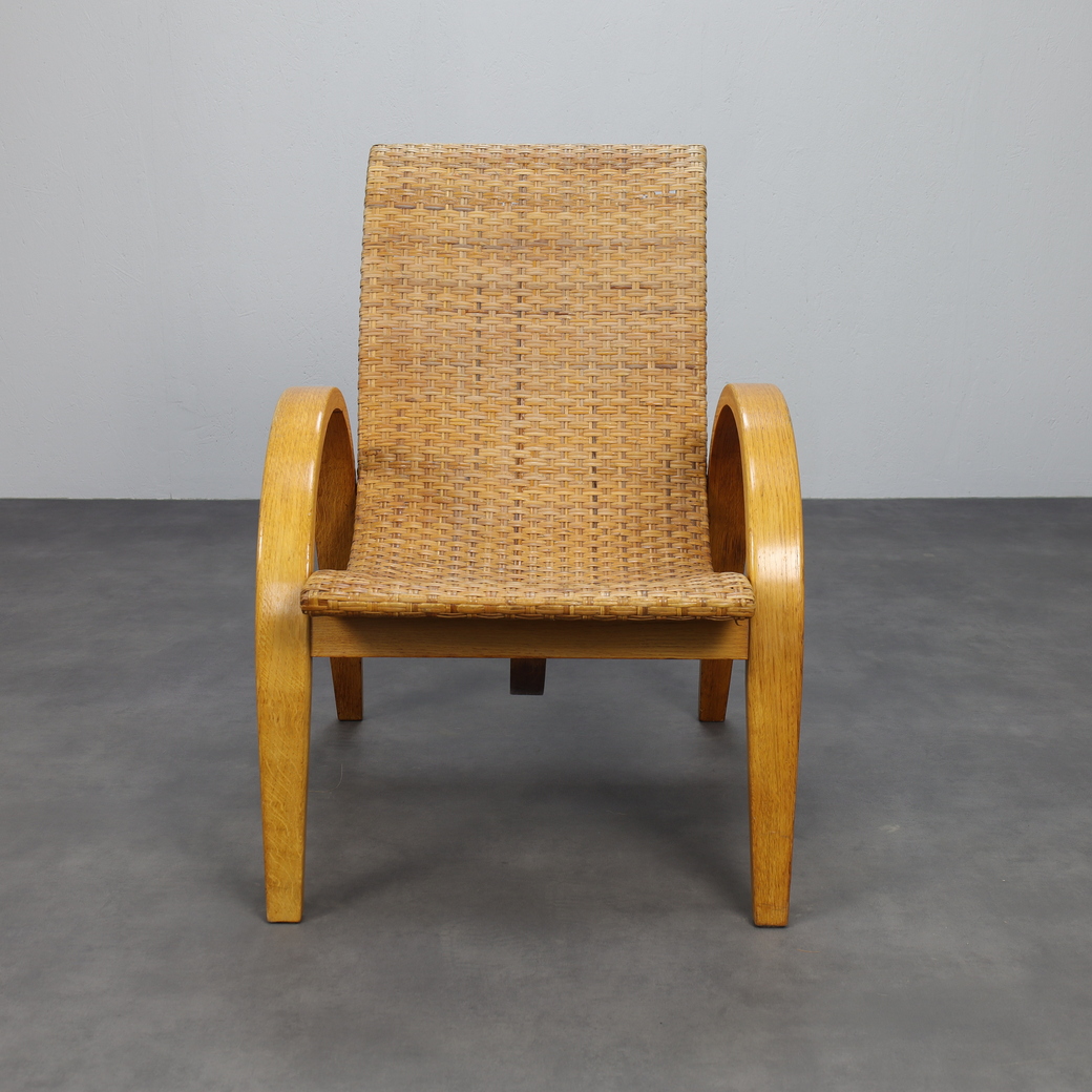 Rare Armchair In Wood And Woven Rattan, 1960s image 3
