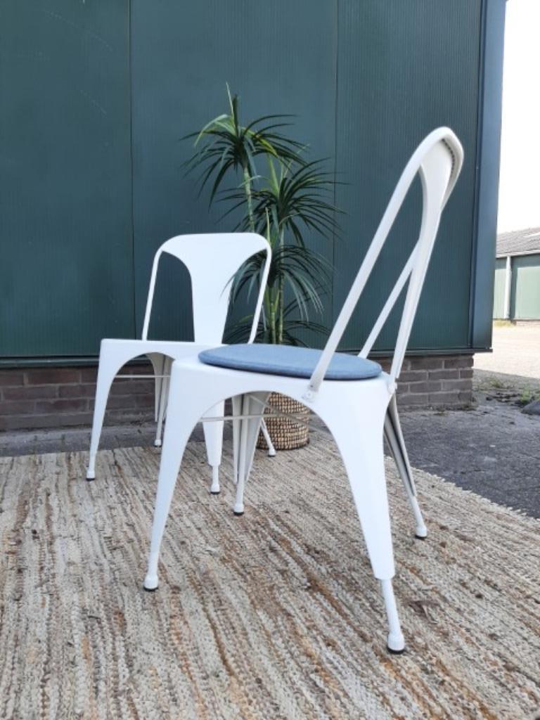 4 Tolix Style Eetkamerstoelen Vintage Design Witte Stoelen image 14