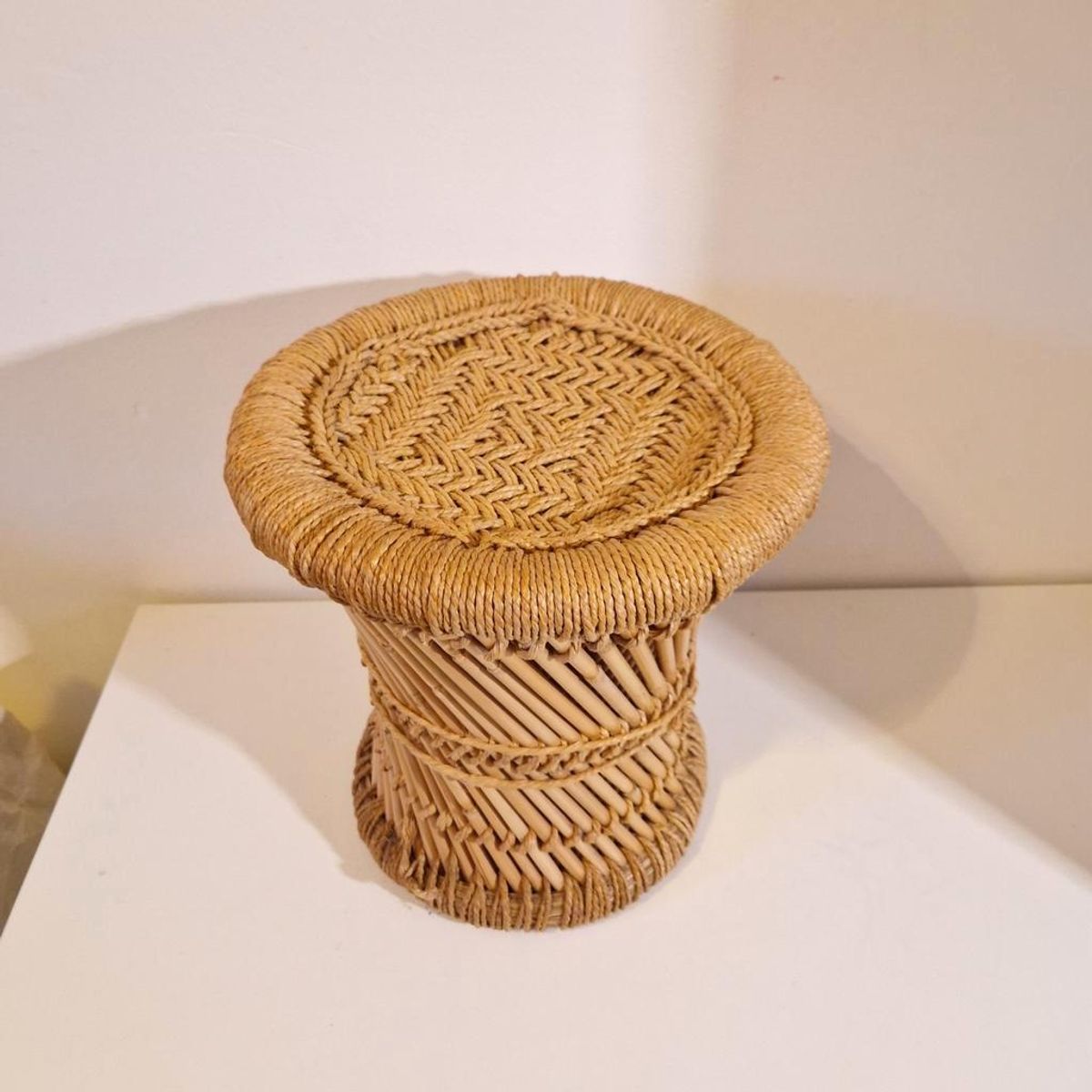 Vintage Bamboe Krukje Rotan Kruk Plantentafel Jaren 70 image 3