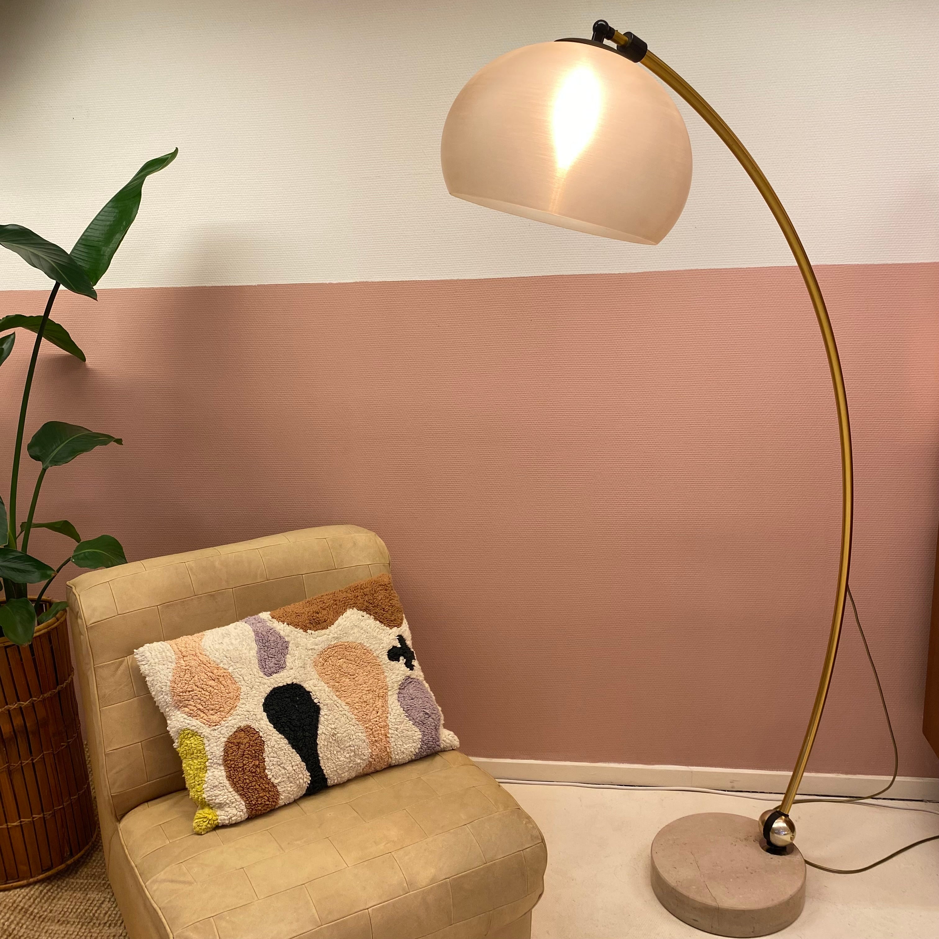 Italian Arc Lamp With Taupe Marble Base image 5