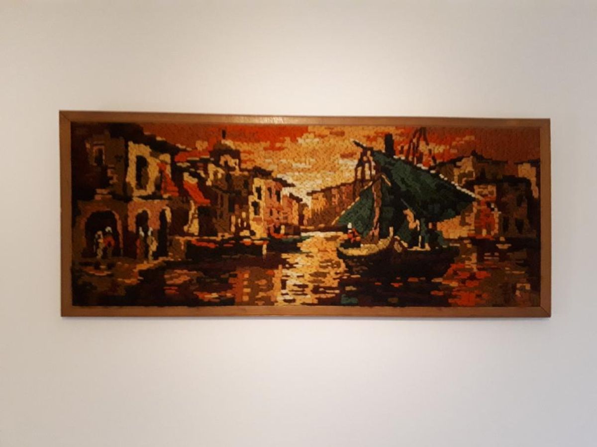 * Jaren 60 Wollen Vintage Schilderij Kunst Werkje Vintage image 2