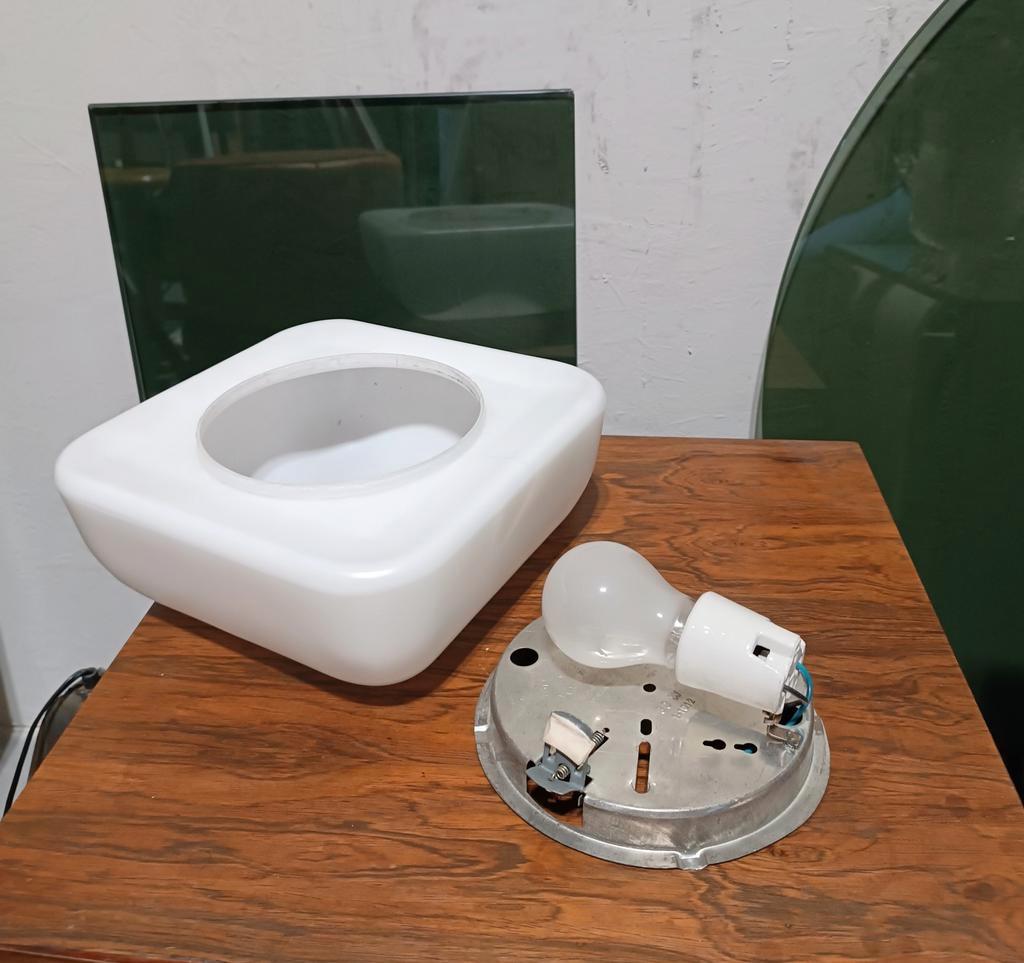 Vintage Plafonniere Glass White bij Reliving