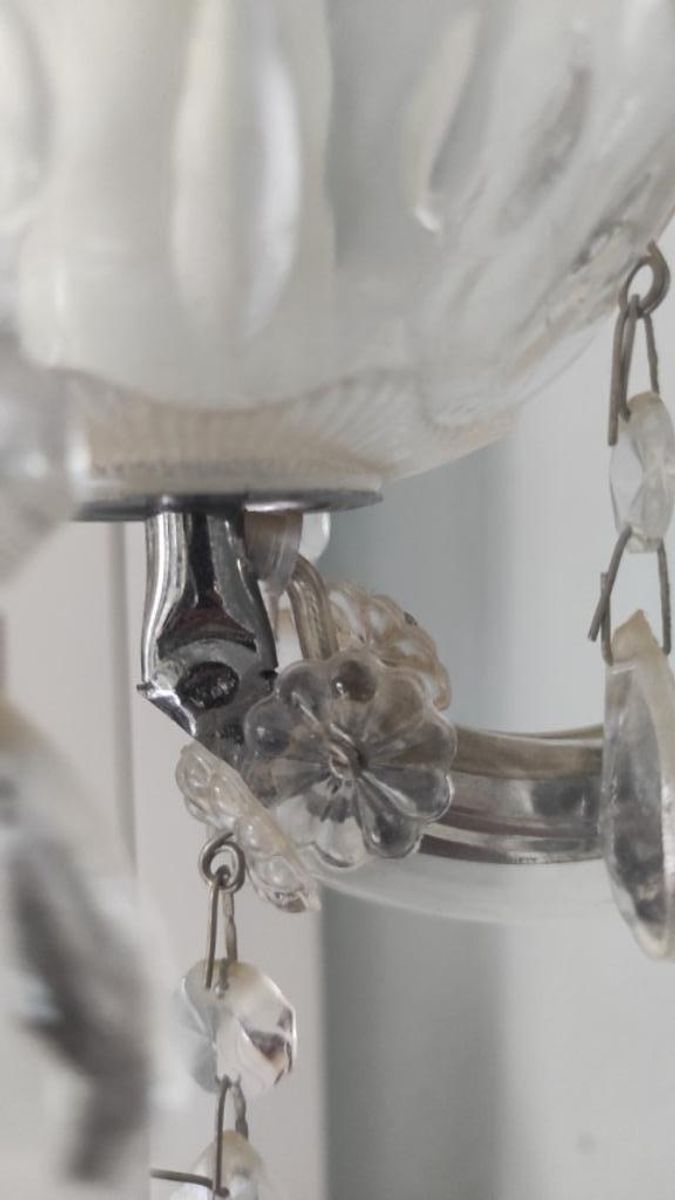 Vintage Brocante Wandlampje Met Glazen Pegels image 8