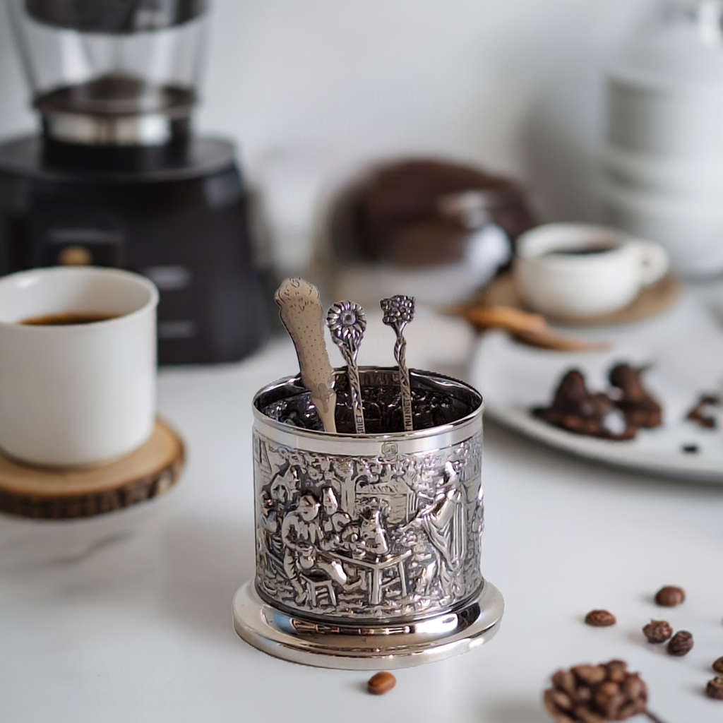 Douwe Egberts Verzilverd Lepelbusje, Ontwerp Herbert Hooijkaas image 13