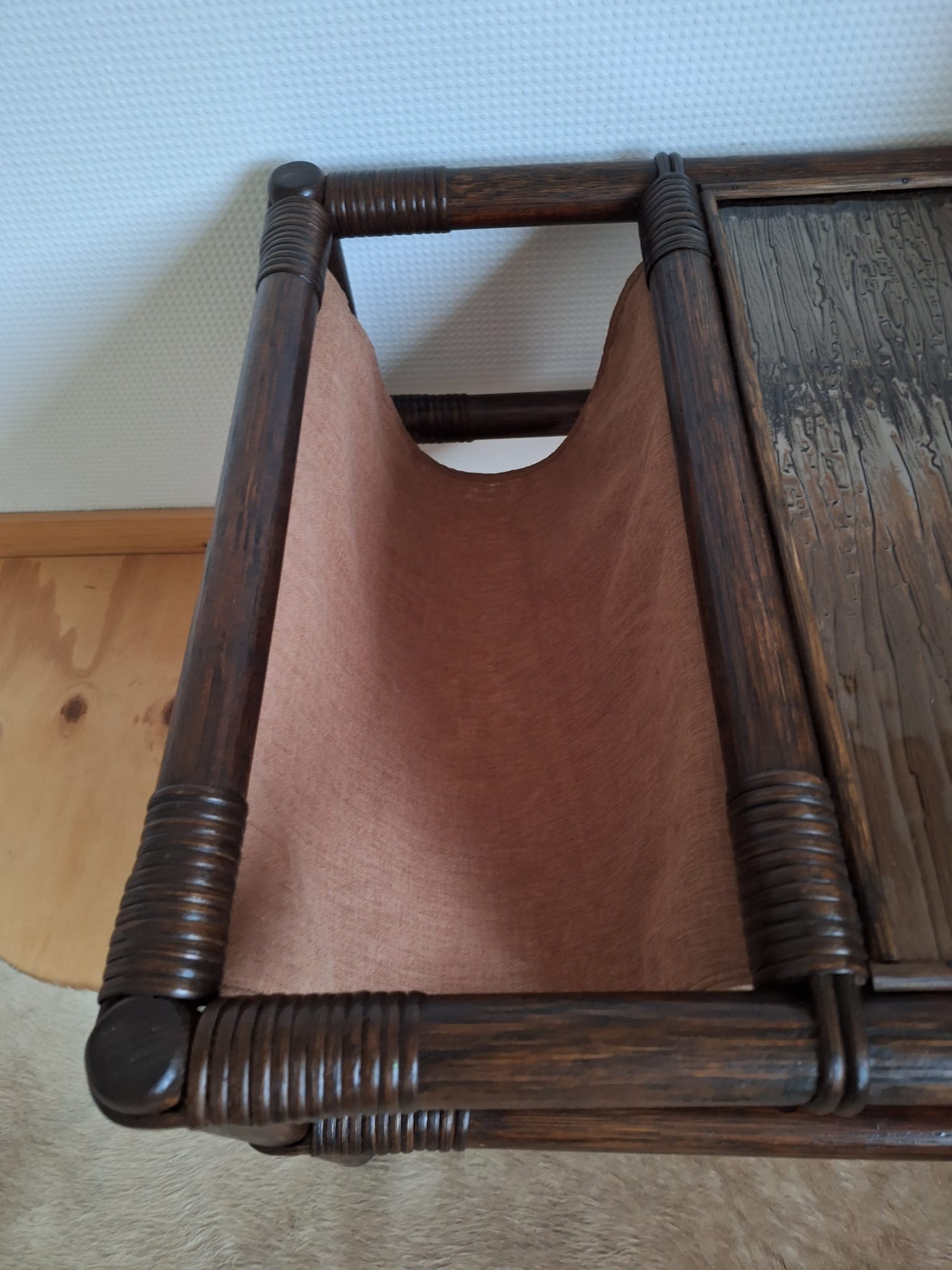Vintage Rotan Salontafel Met Glasplaat En Lectuurbak image 12