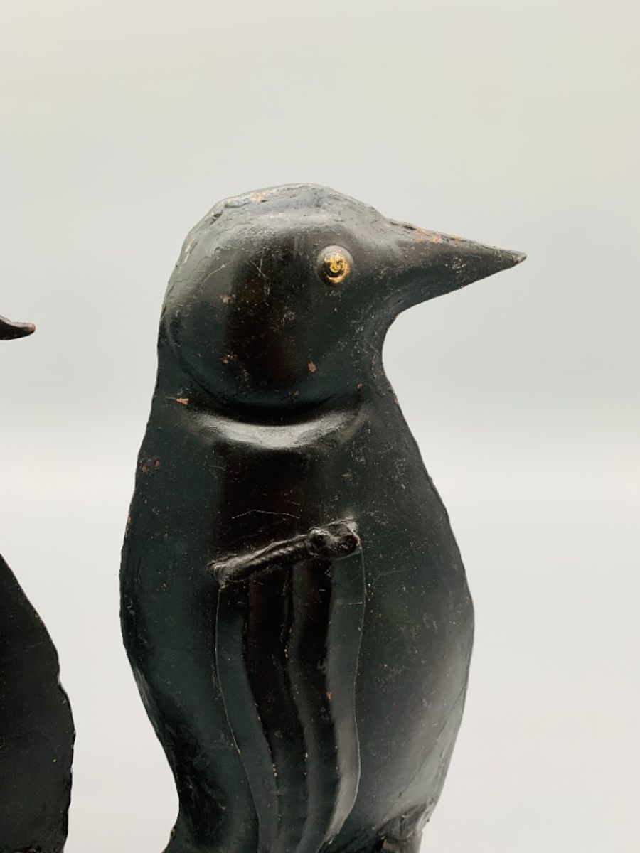 Set Vintage Metalen Pinguïns Zwart Handgemaakt image 5