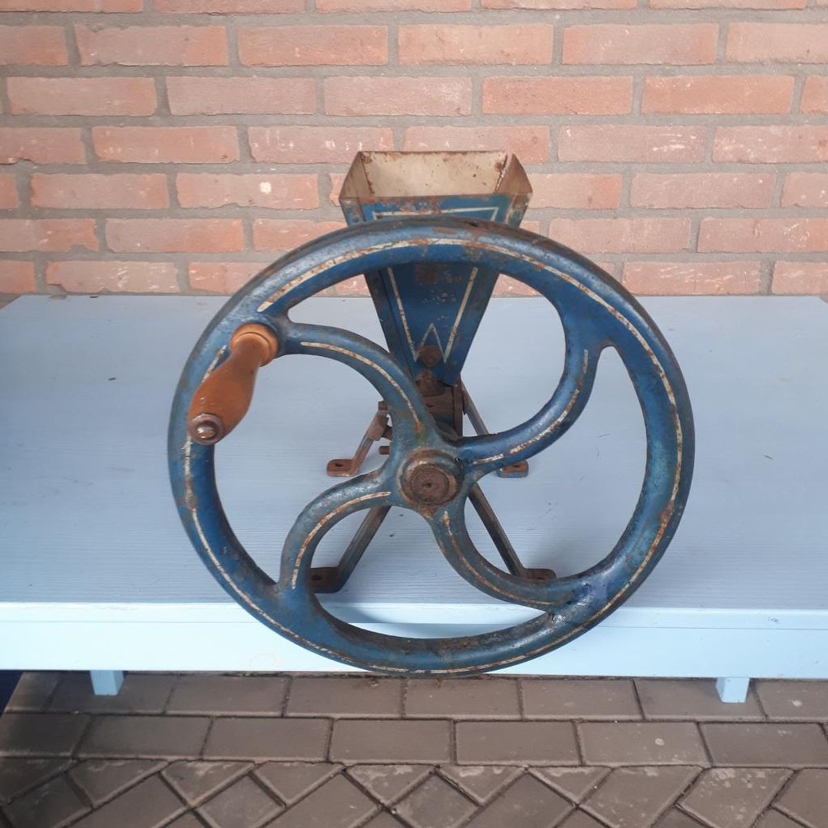 Antieke Gerst Molen Tafel Molen Bakkerij Winkel Graan Maler image 3