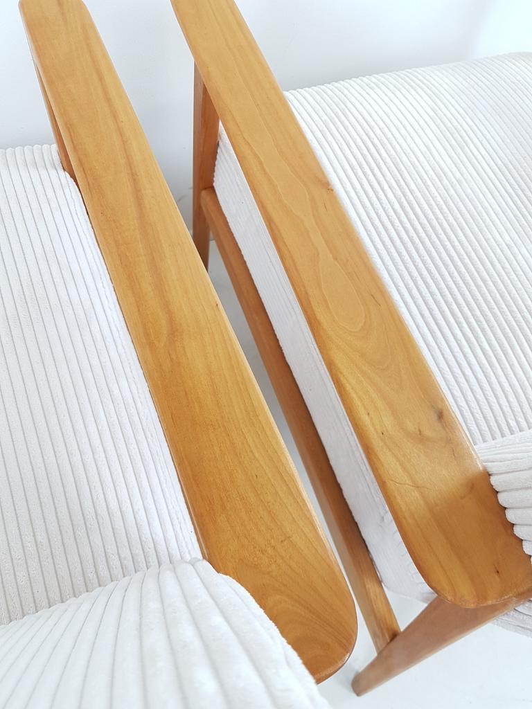 Vintage Fauteuil 2 Stuks Crème Japandi Stijl Ribstof Nieuw image 9