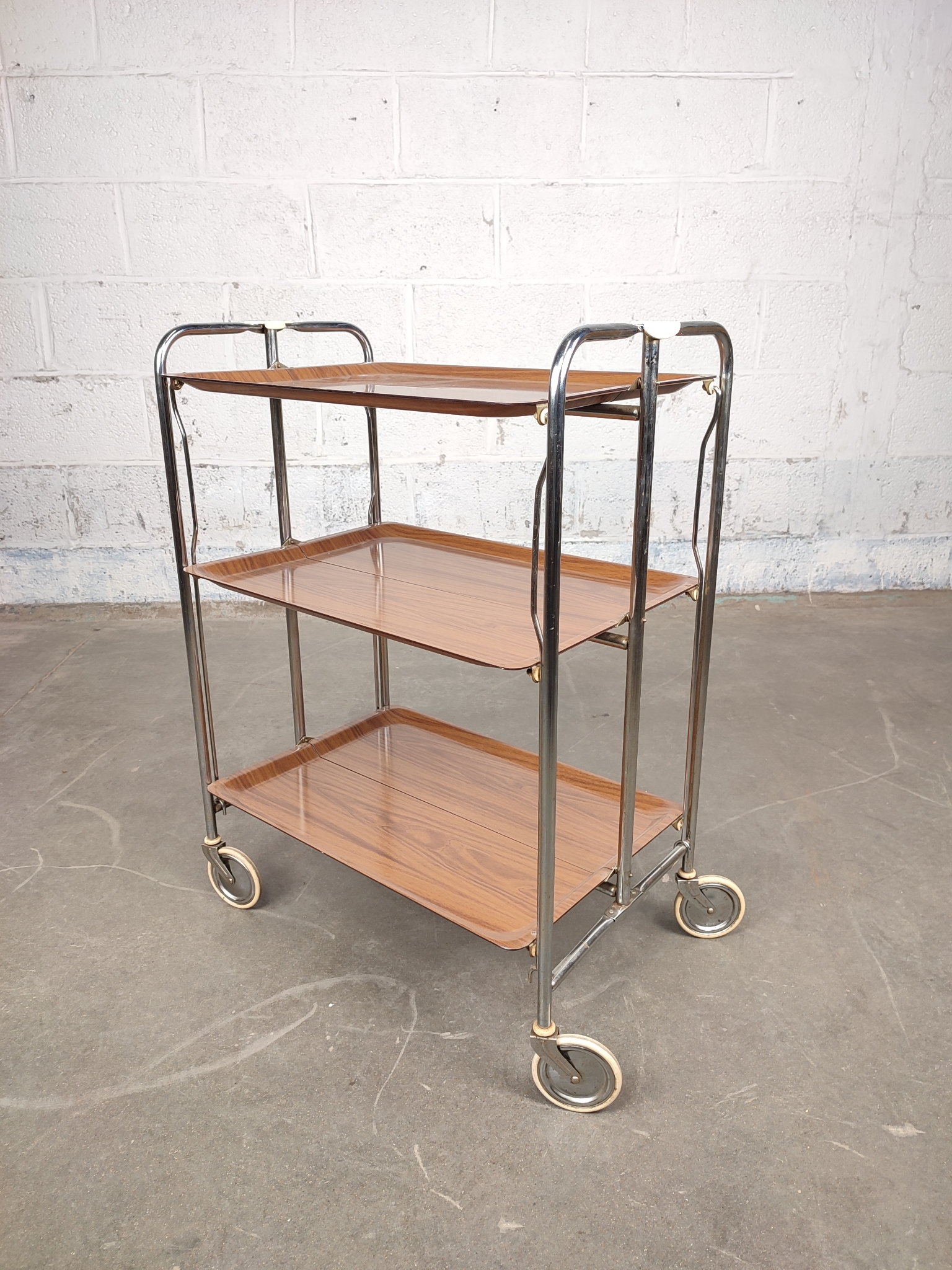 Vintage Opvouwbare Serveer Trolley image 6