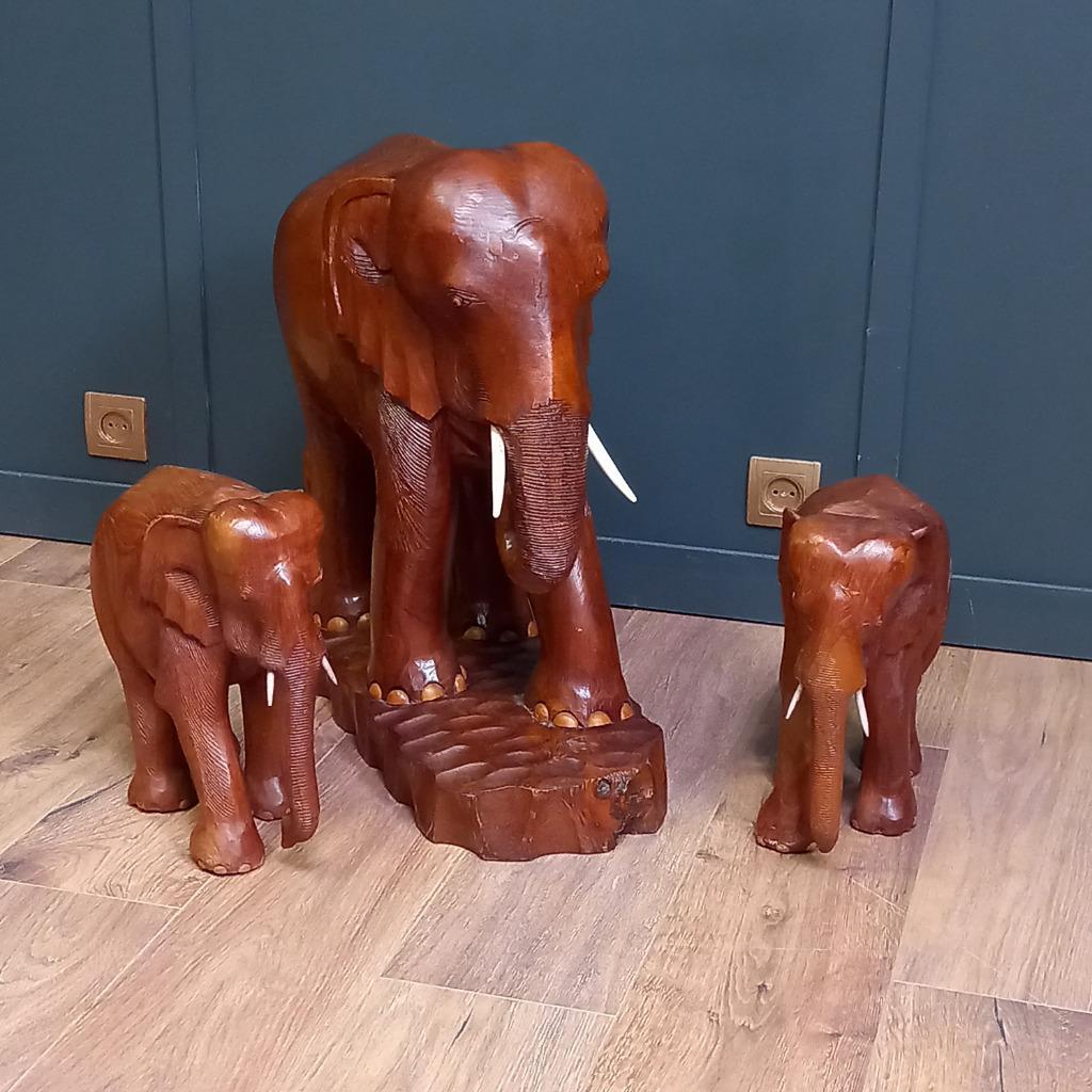 2x Antieke Houten Olifant P/st. image 7