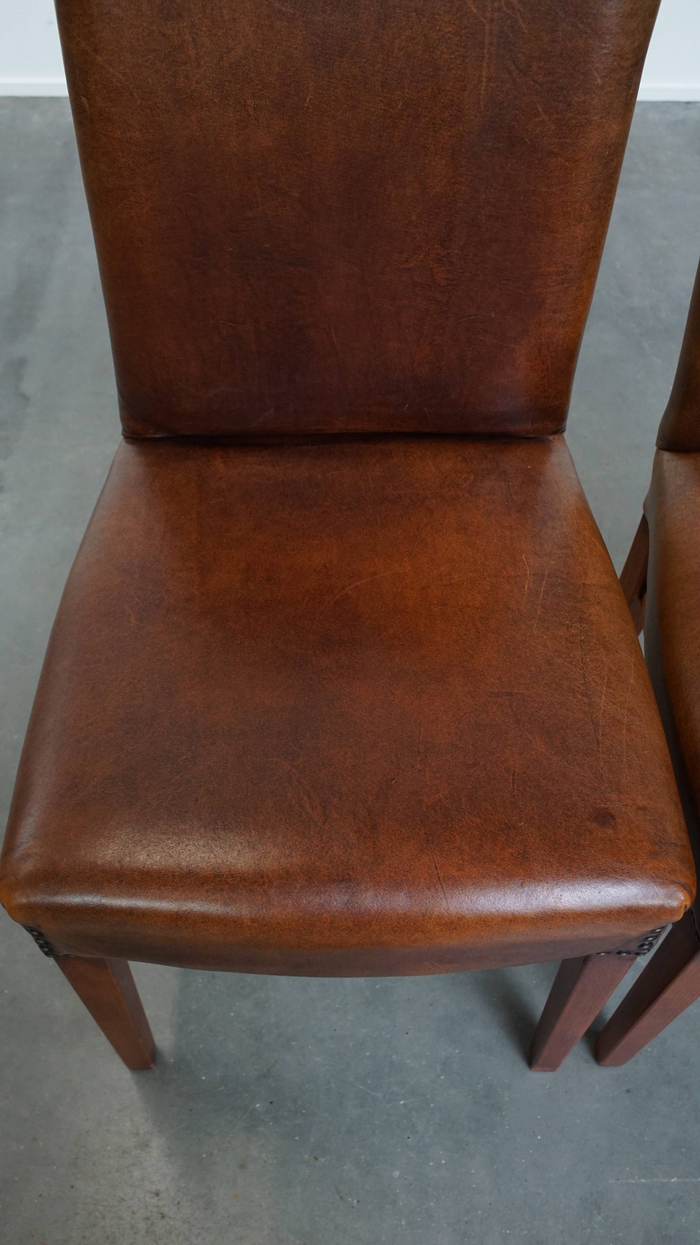 Set Van 6 Comfortabele, Statige Eetkamerstoelen Van Schapenleer image 7