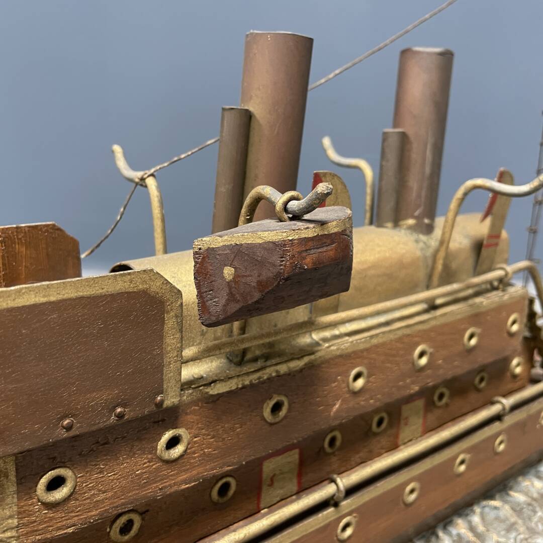 Groot Oud Volkskunst Stoom Schip image 8