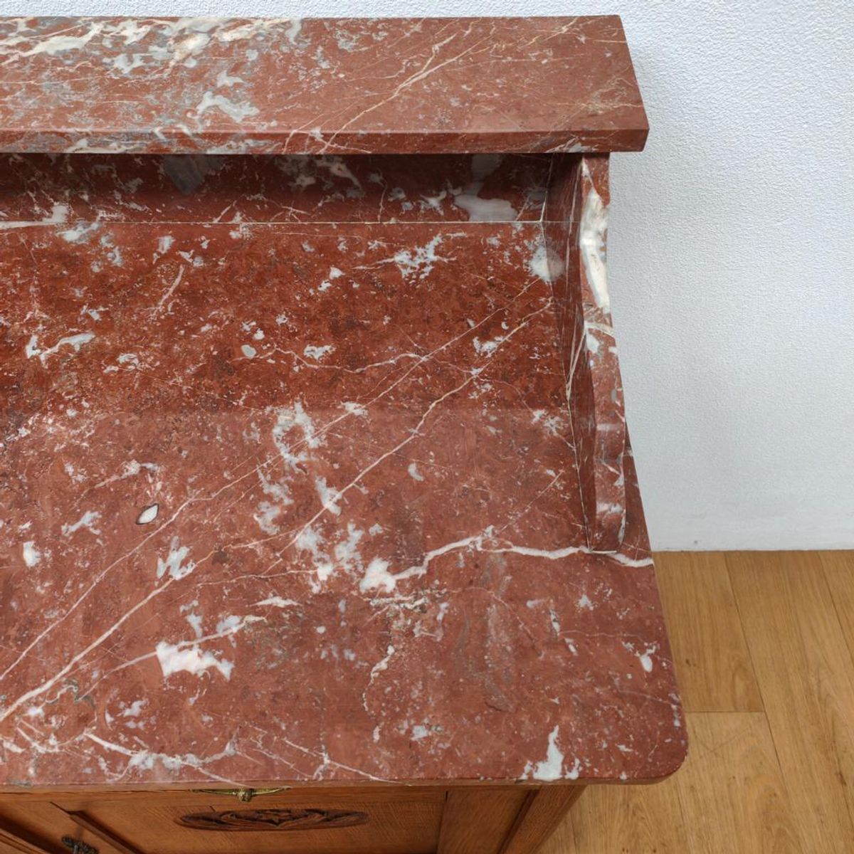 Vintage Antiek Dressoir Commode Ladekast Badkamermeubel Met Marmer Blad 611 image 12
