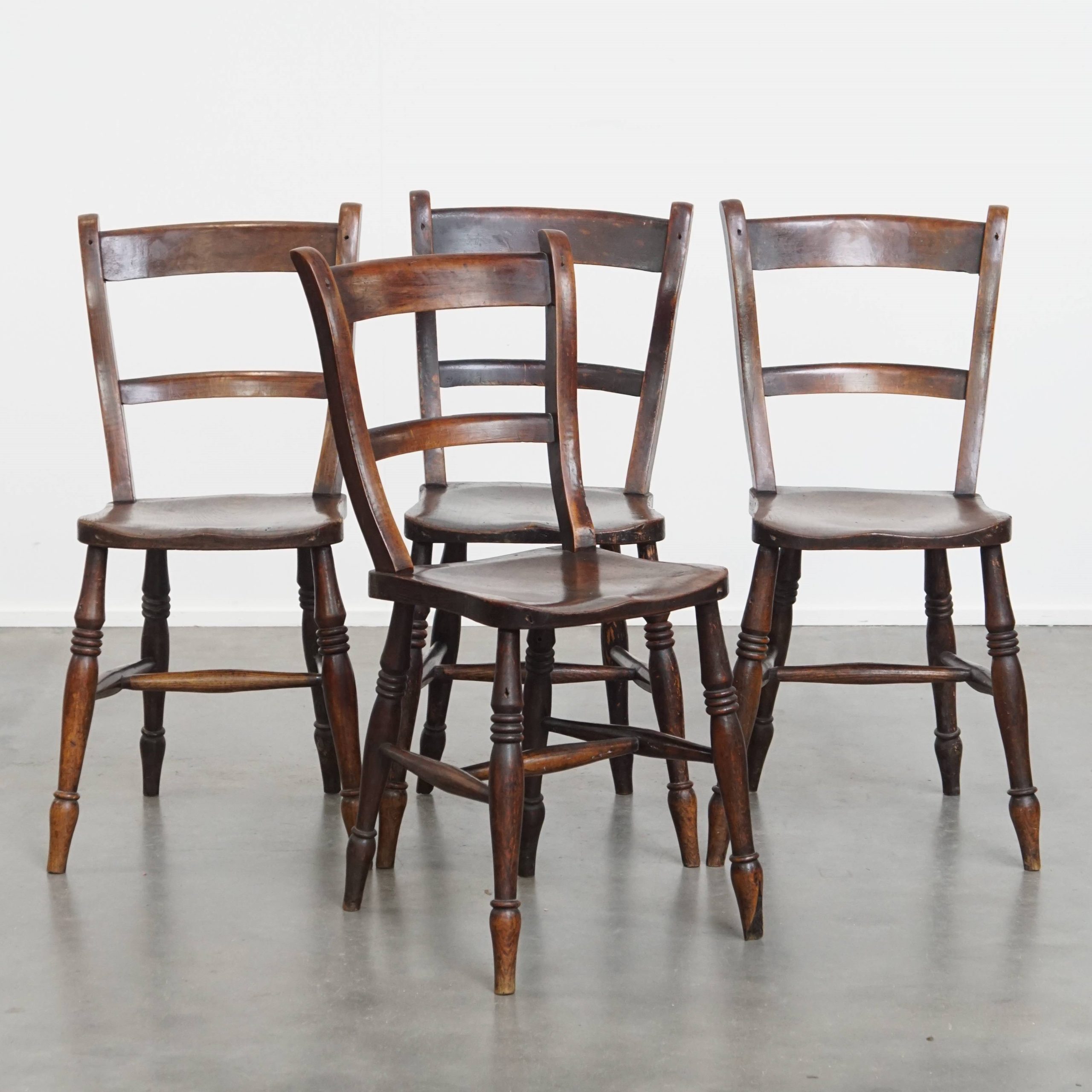 Tijdloze Stijlvolle Set Van 4 Antieke Engelse Oxford Eetkamer/ Keuken Stoelen image 2