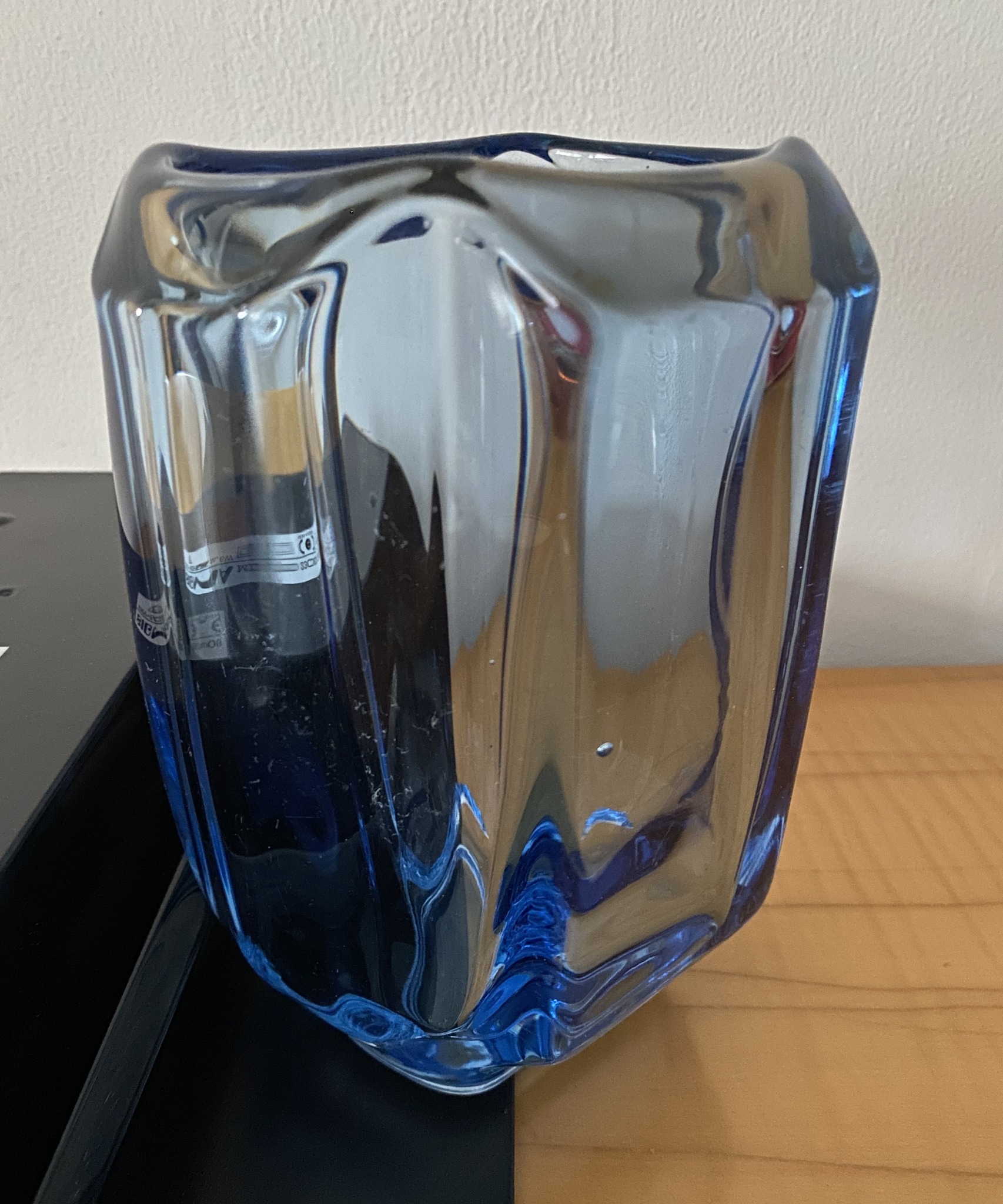 Uranium Glass Vase Blue 1970s image 3