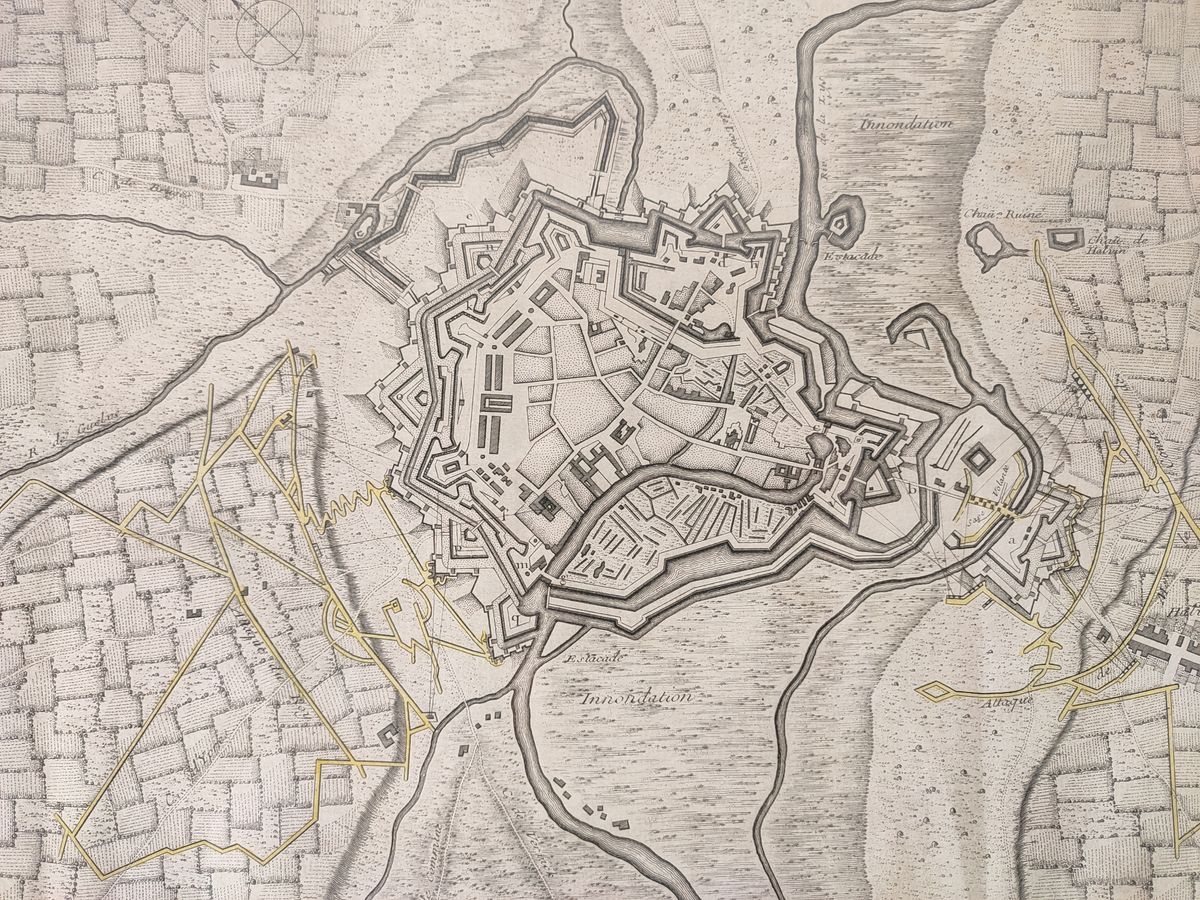 Antieke Kaart Beleg Van Menen 1744 image 2