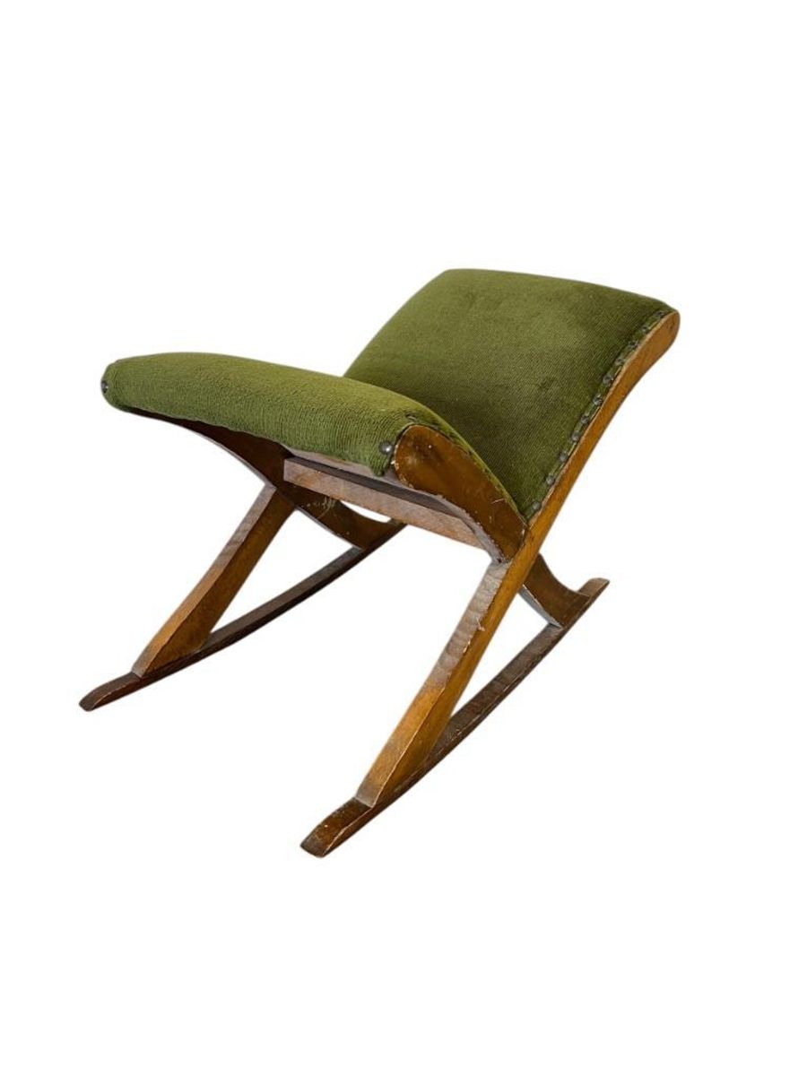 Vintage Mosgroen Voetbankje / Poef / Voetensteun image 2