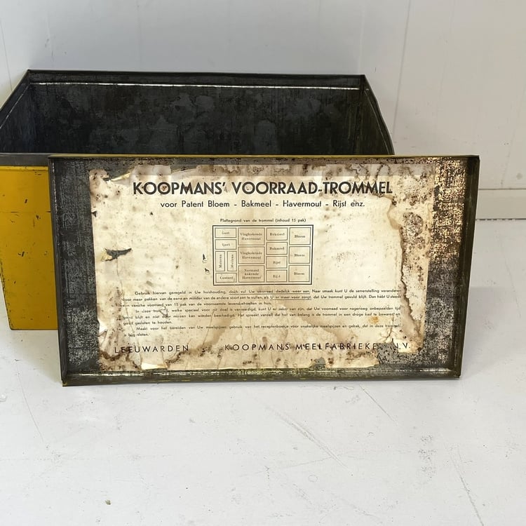 Brocante Koopmans Blik Antiek Bewasr Kistje Oker image 6