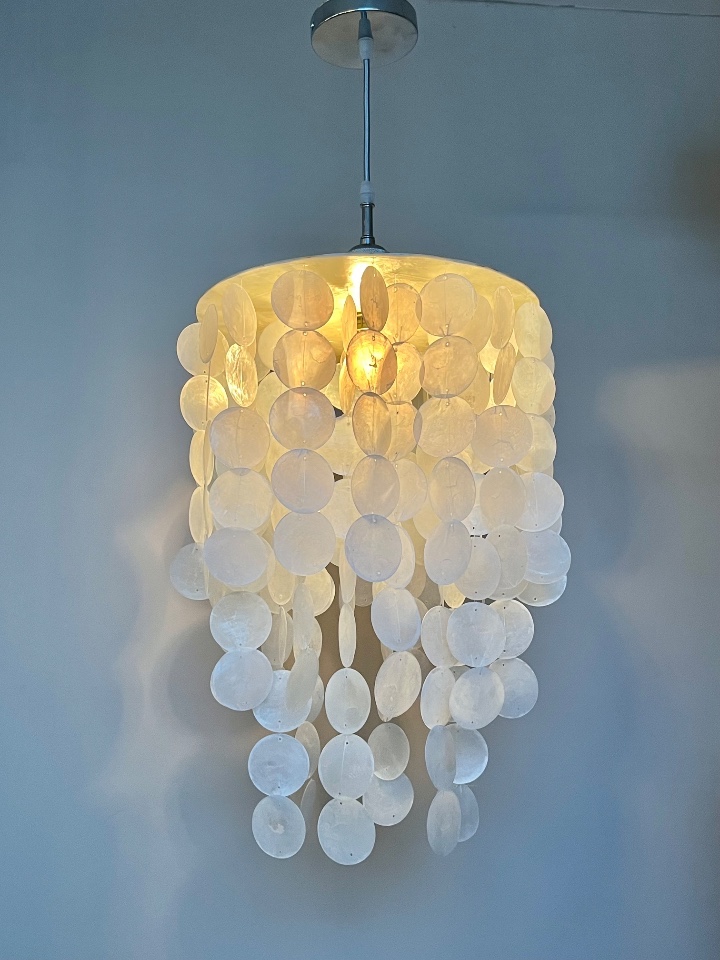 Meerdere Beschikbaar! Capiz Schelpen Hanglamp Parelmoer Schelp Chrome Details ! Luxe Uitvoering image 4