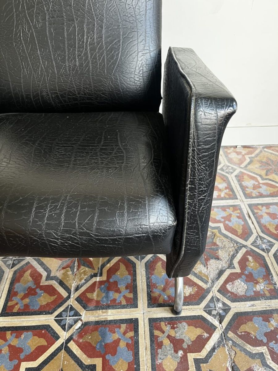 Mid-century Fauteuil 🖤 Zwarte Skai image 6