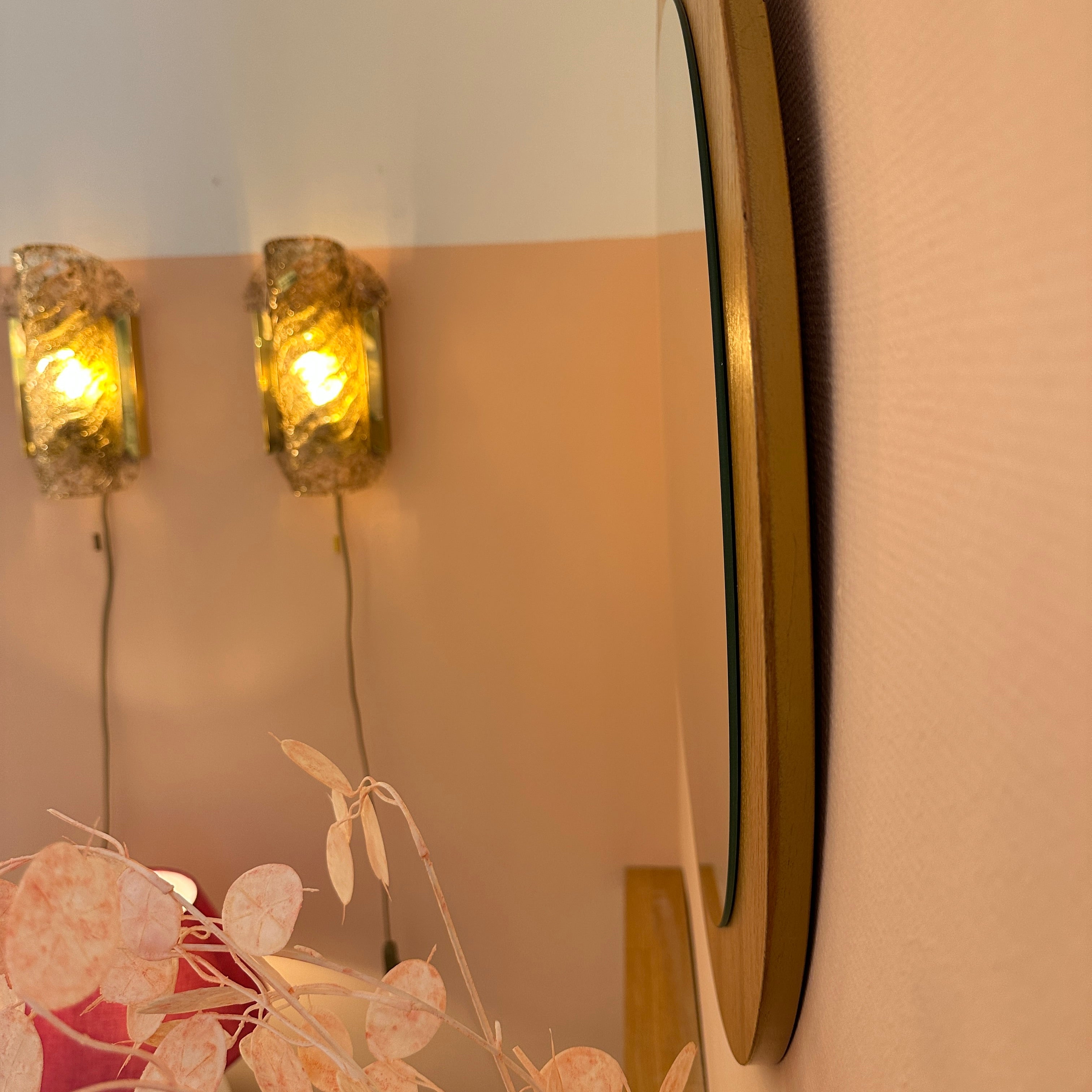 1960S Round Wall Mirror With Teak Frame image 6