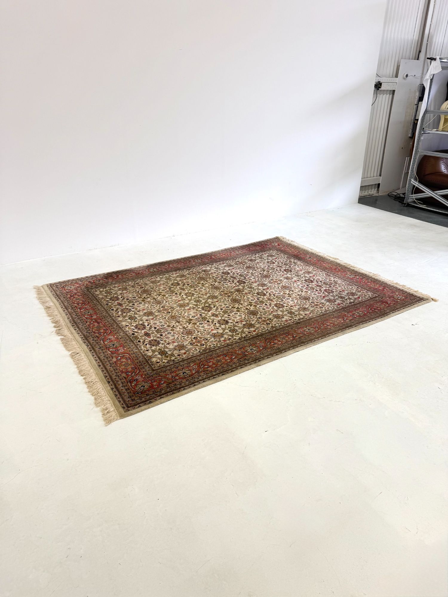 Perzisch Kashan Tapijt Handgeknoopt Oosters Kleed Ivoor Rood image 4
