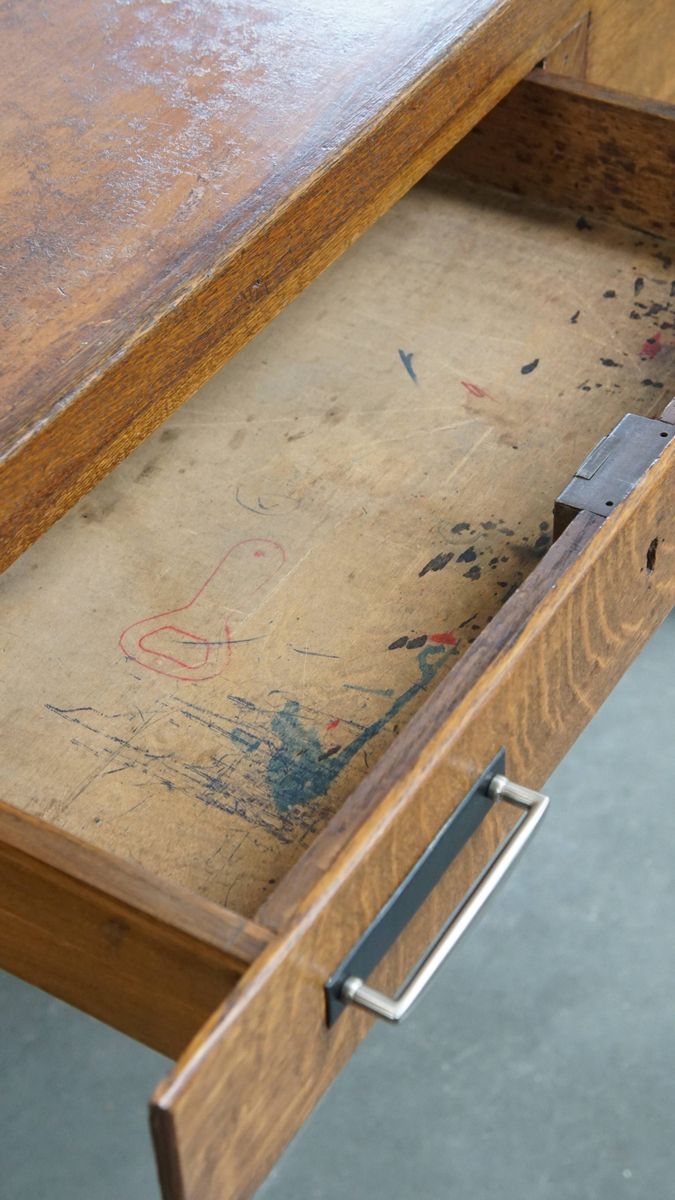 Uniek En Antiek Eikenhouten Art Deco Bureau Uit Begin 20e Eeuw In Amsterdamse School Stijl image 11