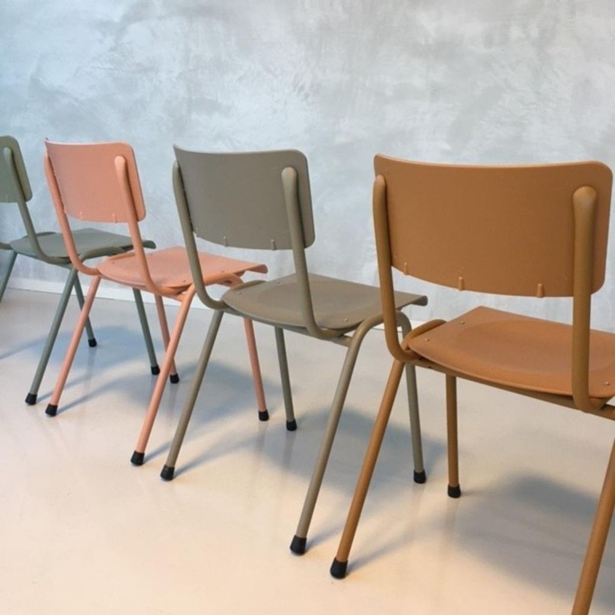 Retro Eettafelstoelen Nieuw Roze Okerbruin Taupe Prijs P/st image 3