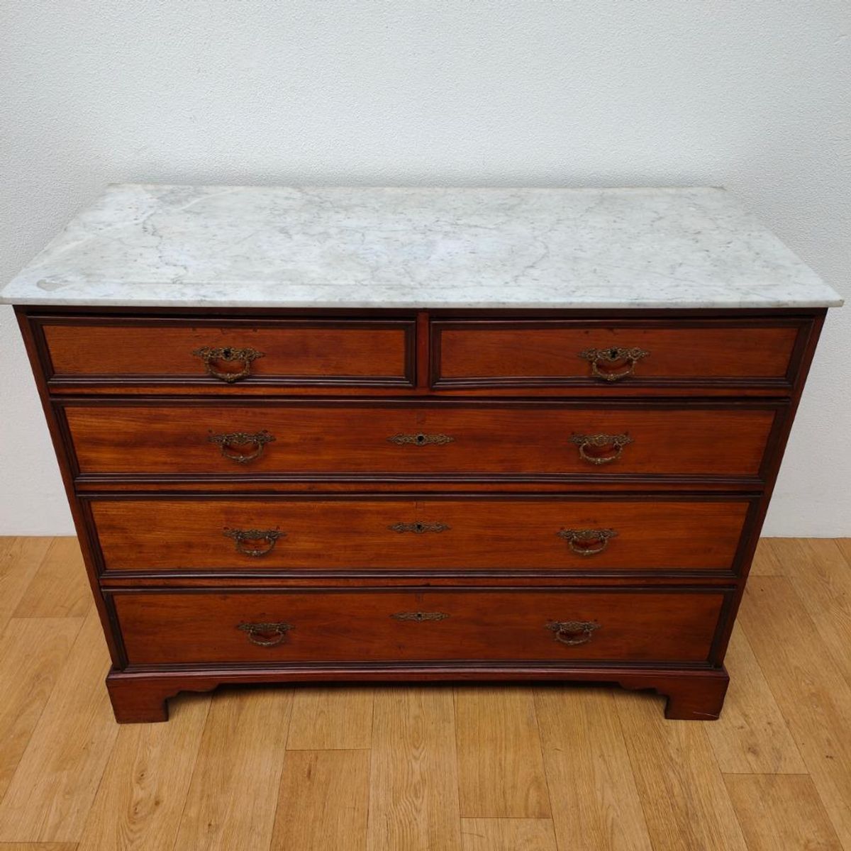 Vintage Antiek Dressoir Commode Ladekast Badkamermeubel Met Marmer Blad 704 image 2