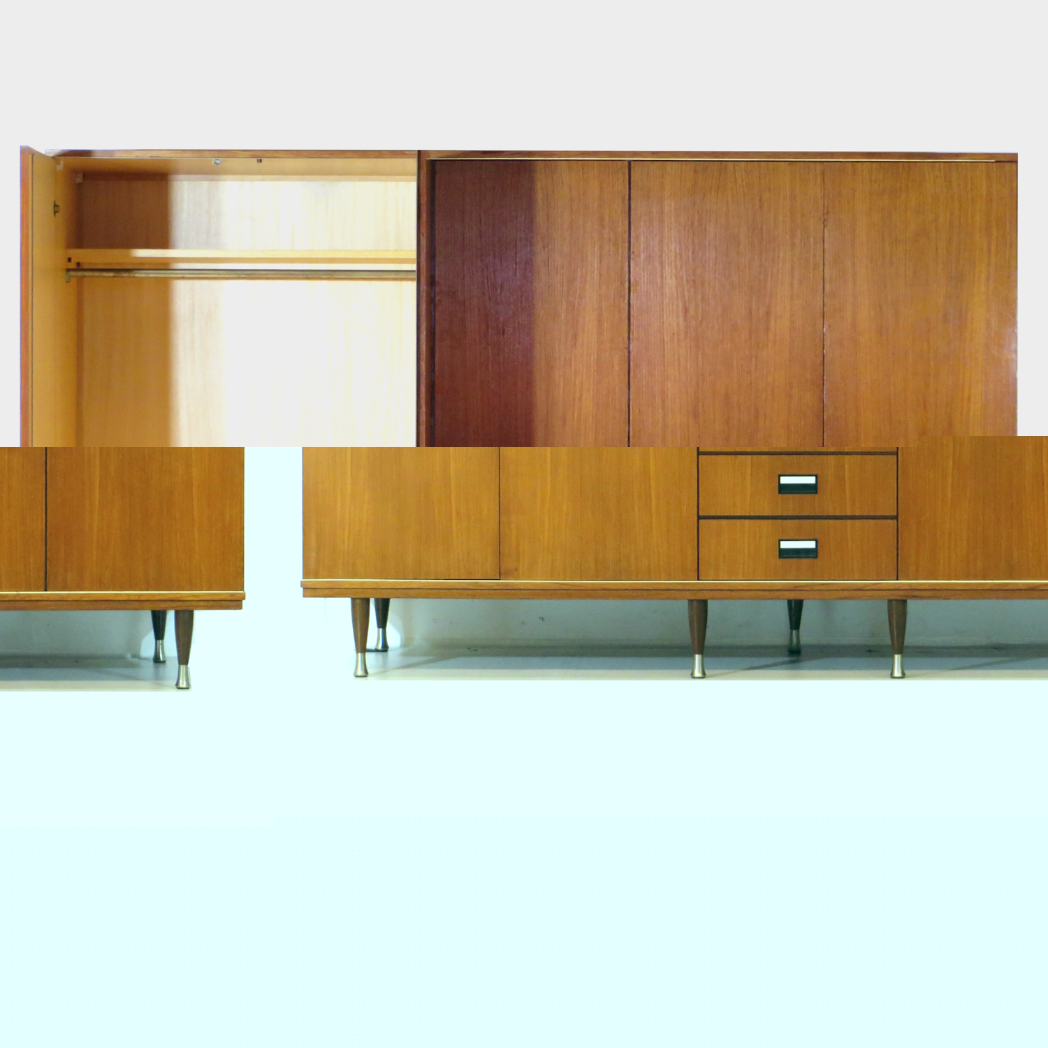 Grote 5-deurs Vintage Design Kledingkast In Teak, Jaren 60 image 2